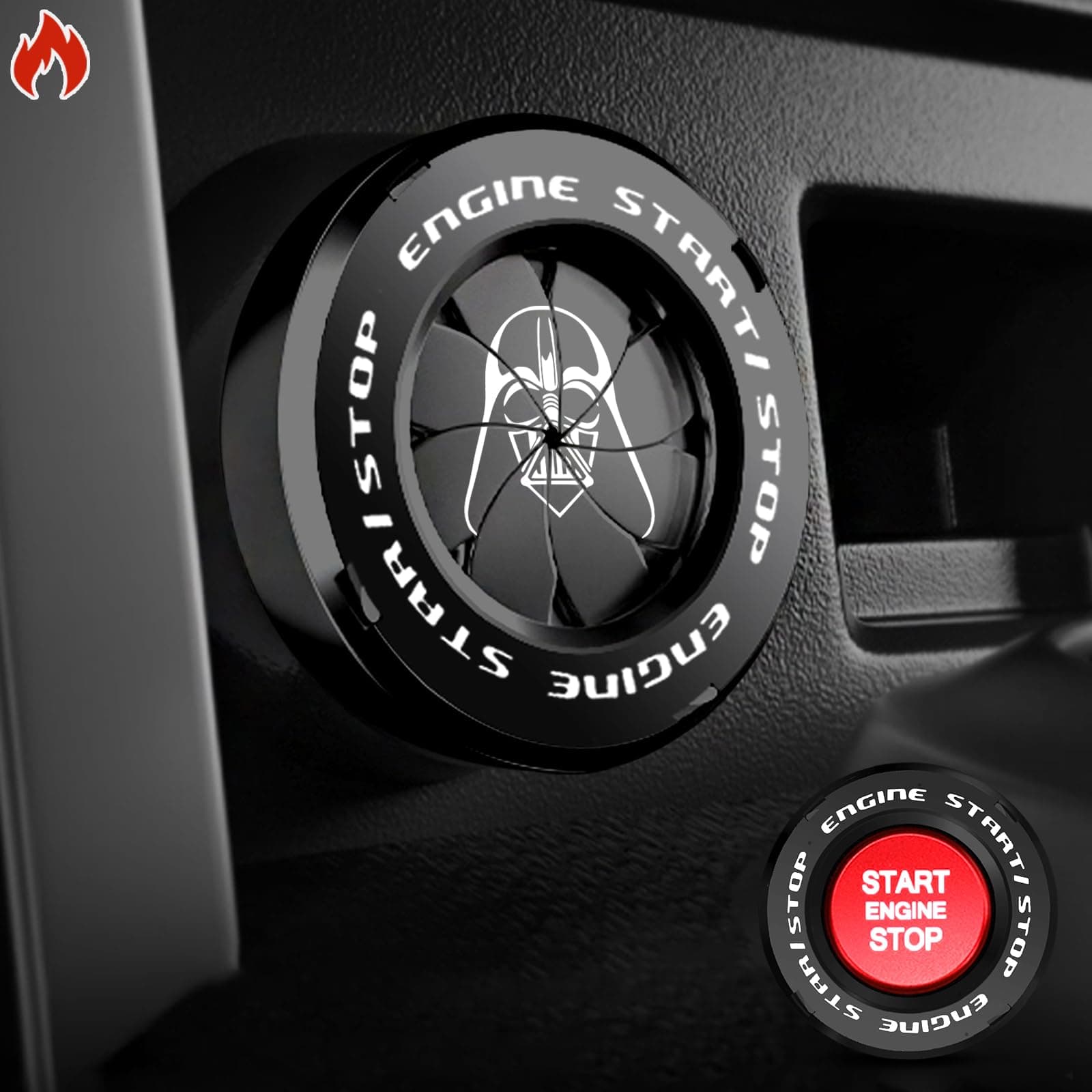 Rotating Start Button Cover, Darth Vader Car Accessories, Star Wars Engine Stop Stickers, Interior Decor, Motorcycle Ignition Switch, Black