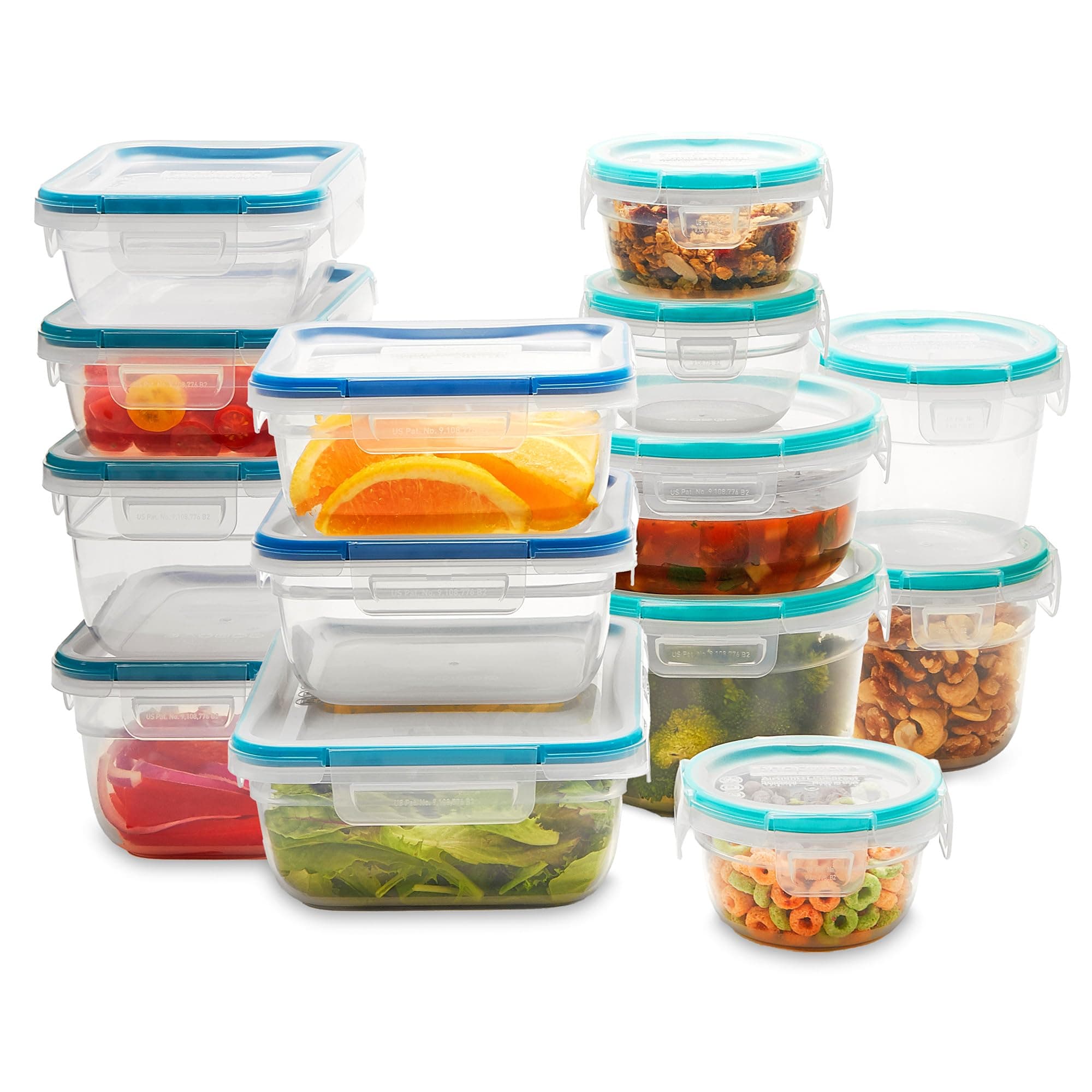 Snapware Plastic Total Solutions (14-Pack, Mixed Sizes) Food Storage Containers Set, Airtight & Leakproof Plastic Locking BPA-Free Lids Tupperware, Freezer Dishwasher Microwave Safe