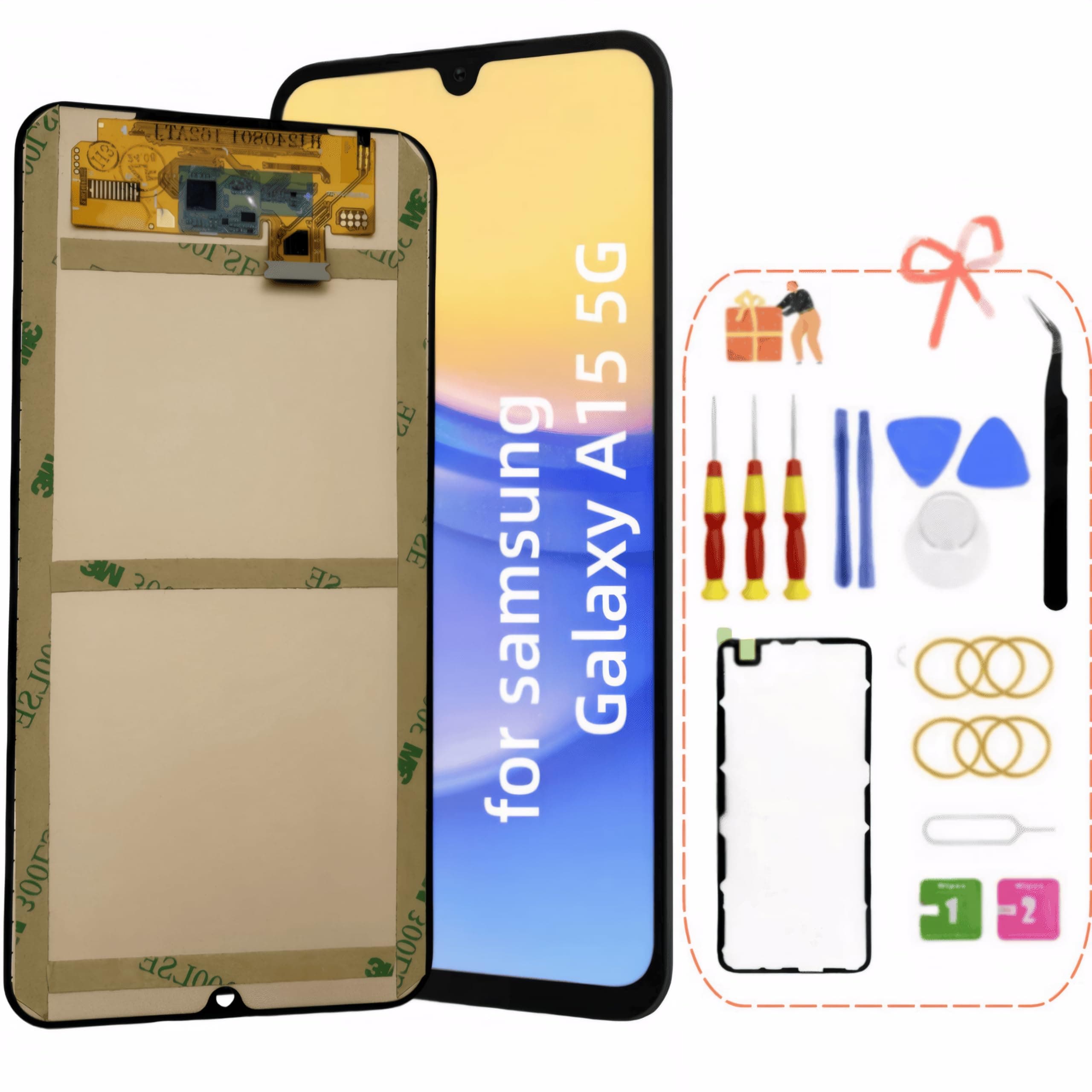 Galaxy A15 5G LCD Display Screen Assembly Replacement for Samsung A15 5G Touch Digitizer Screen Without Frame Toolkits SM-A156U SM-A156P SM-A156W SM-A156M 6.5"(No Fingerprint)