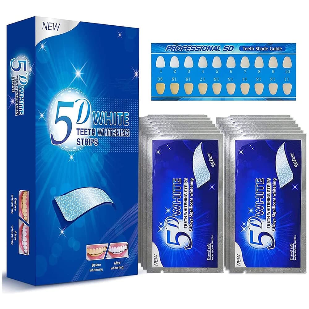 5D Teeth Whitening Strips 28 Strips Effective Teeth Whitener Teeth Whitening Strips for Teeth Sensitive, Reduced Sensitivity White Strips for Teeth Whitening