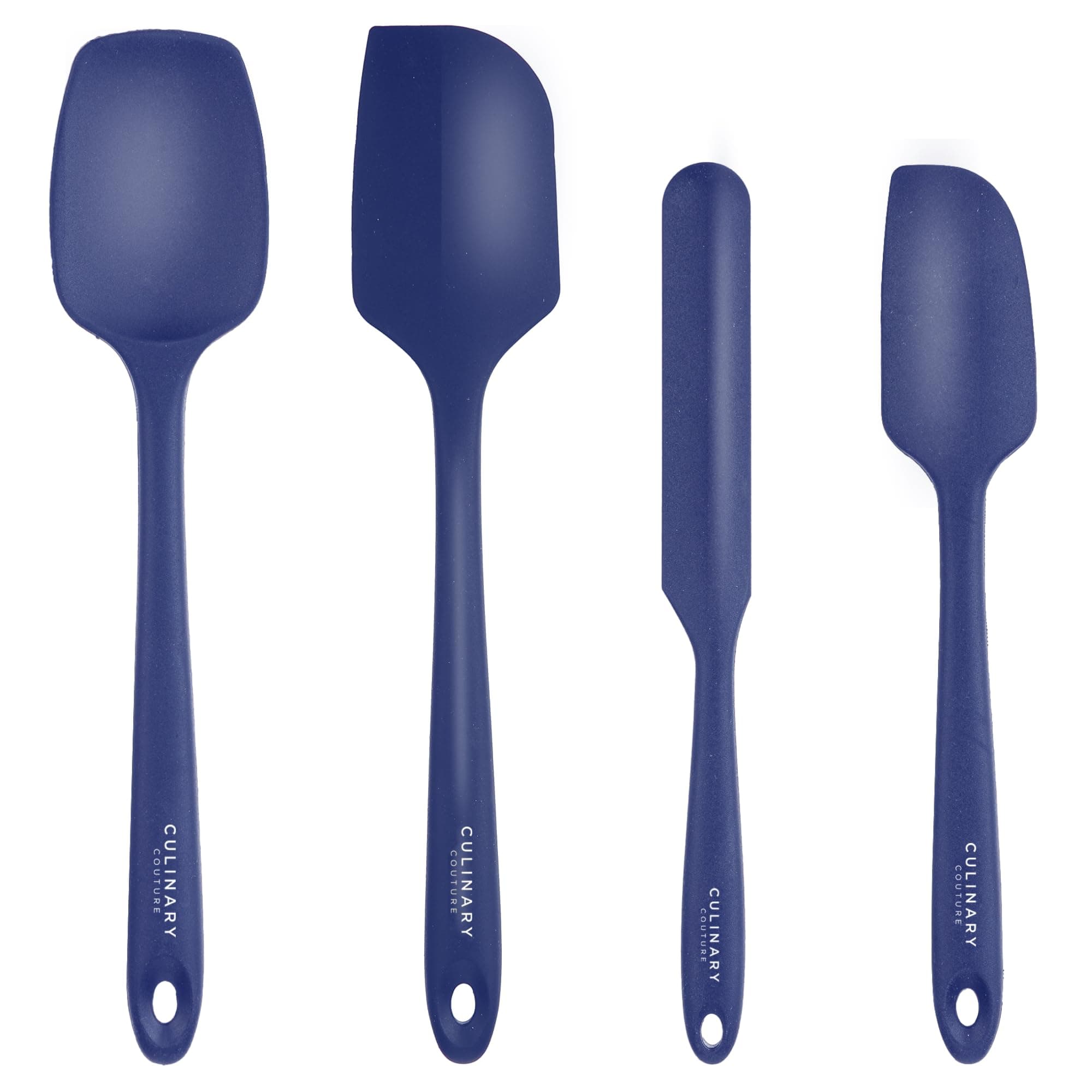 Culinary Couture 4-Piece Blue Baking Spatula Set - Rubber Spatulas Silicone Heat Resistant up to 428°F, BPA-Free - Spatula Set for Nonstick Cookware - Silicone Baking Utensils
