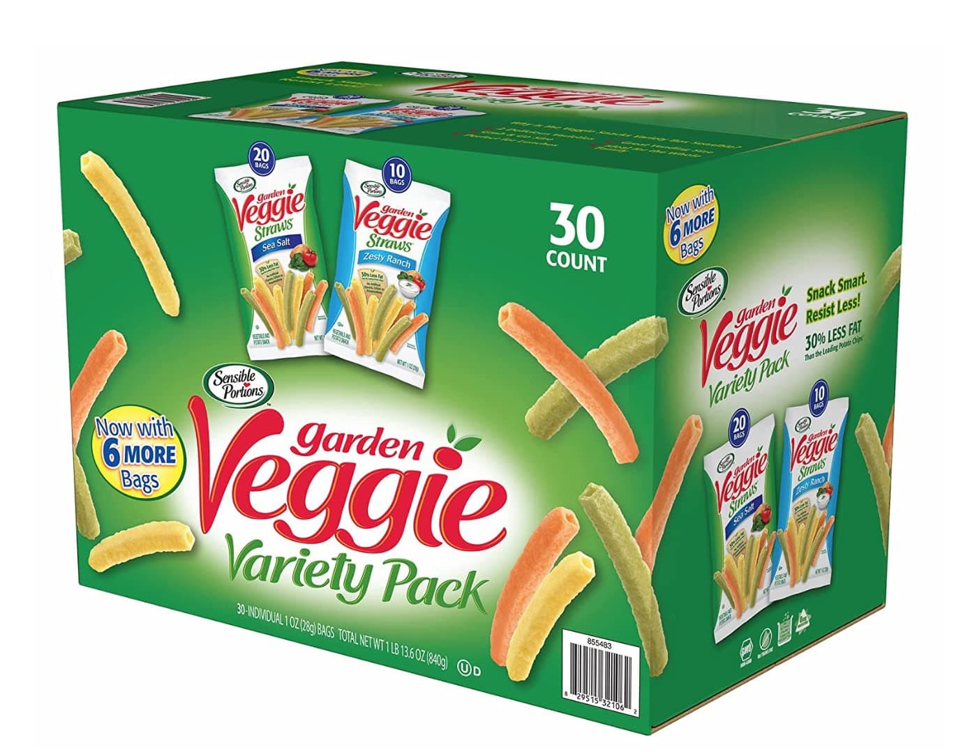 Garden Veggie Snack Straws Shape Chips Variety Pack, 30 Count