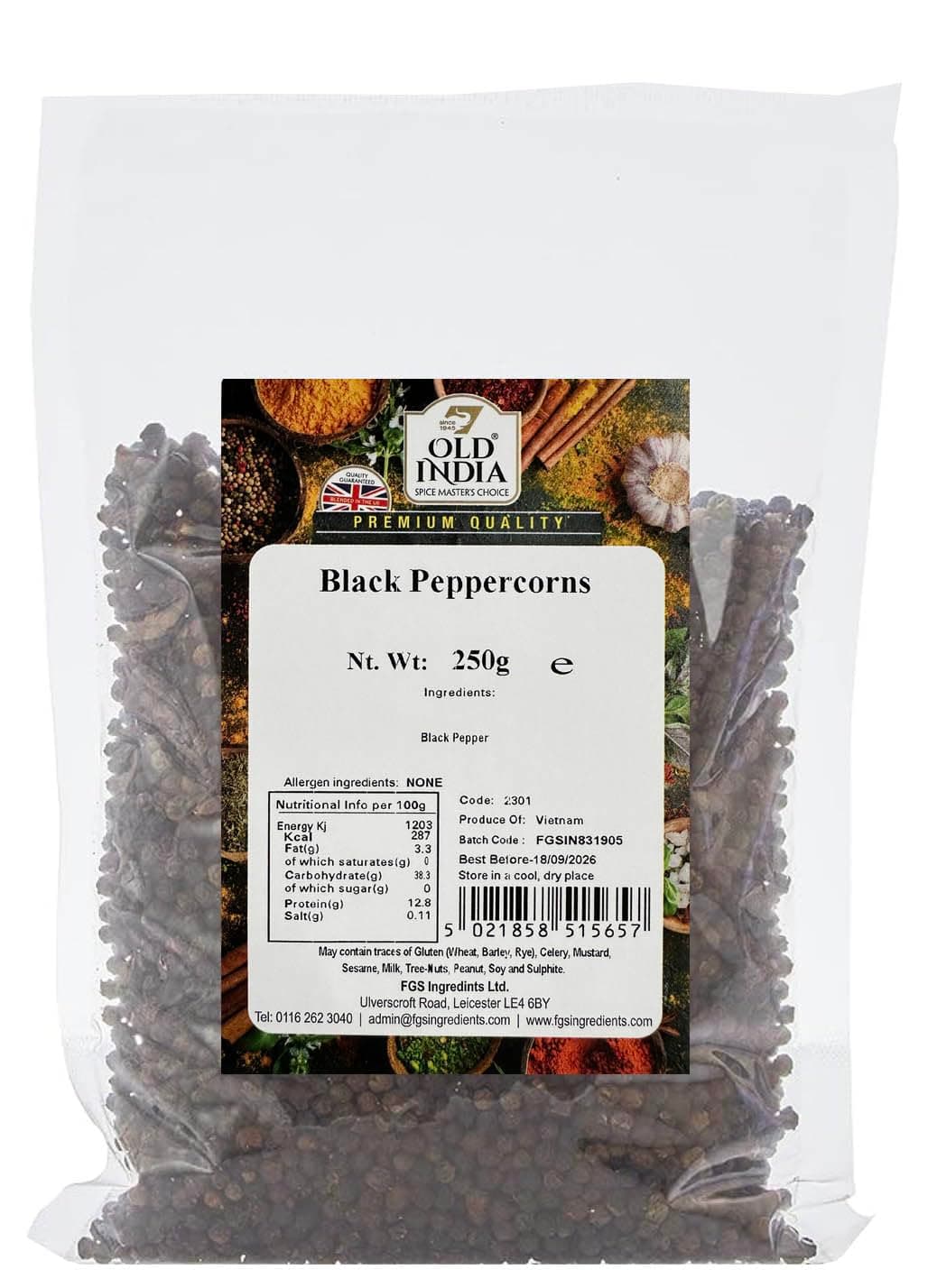 Old India Black Peppercorns 250 g