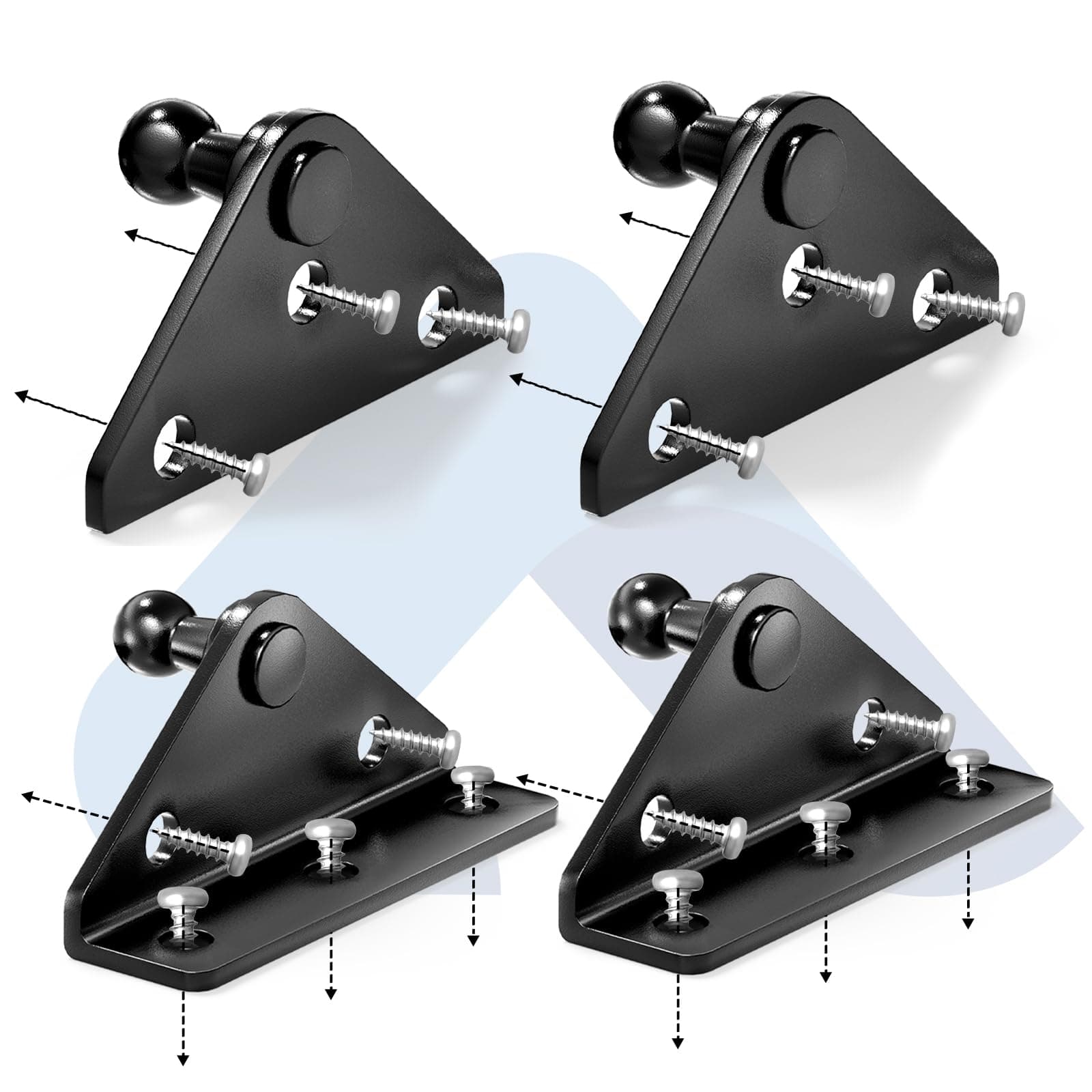 ARANA 10๐๐ Gas Strut Mounting Brackets, Ball Stud Mount Bracket for Universal Lift Supports Shocks Spring Kits Hardware 4PCS with 16 Screws (Only Fits 10mm Ball Head)