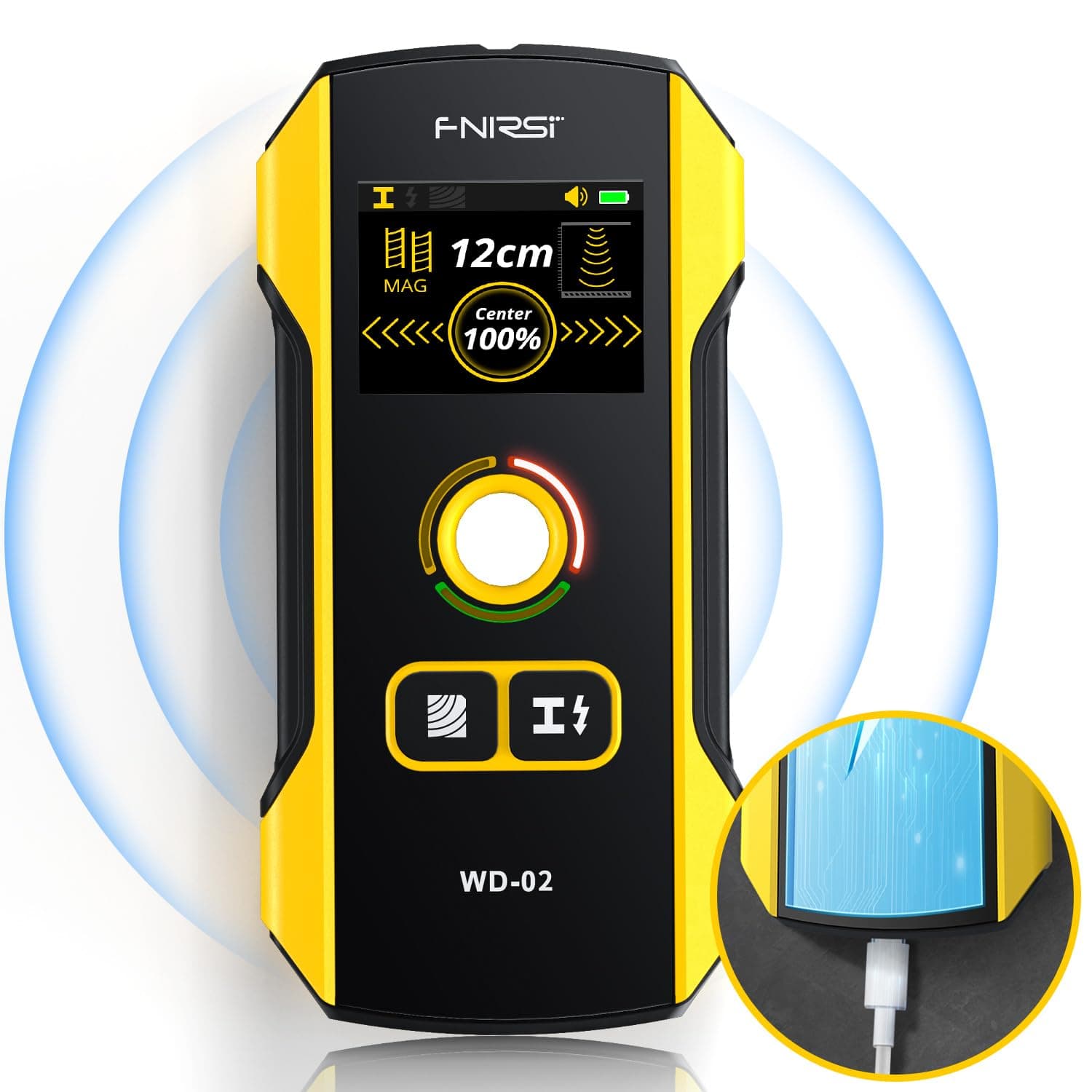 Stud Finder Wall Scanner - Upgraded WD-02 TFT Display Electronic Stud Detector with HPC Chip, Wall Scanner with Positioning Hole for Center and Edge of Wood AC Wire Metal Studs Joist Pipe