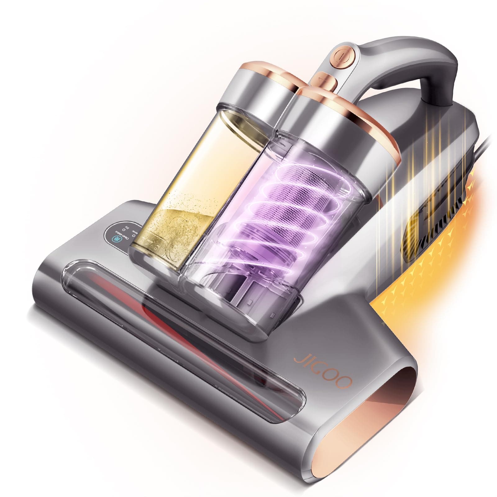 JIGOO Bed Vacuum Cleaner with Dust Sensor: 500 W 13 Kpa Mattress Vacuum Cleaner with UV & Ultrasonic and High Heating, Anti-Allergenic Powerful Handheld Bed Vacuums for Mattress (S300 Pro, Corded)