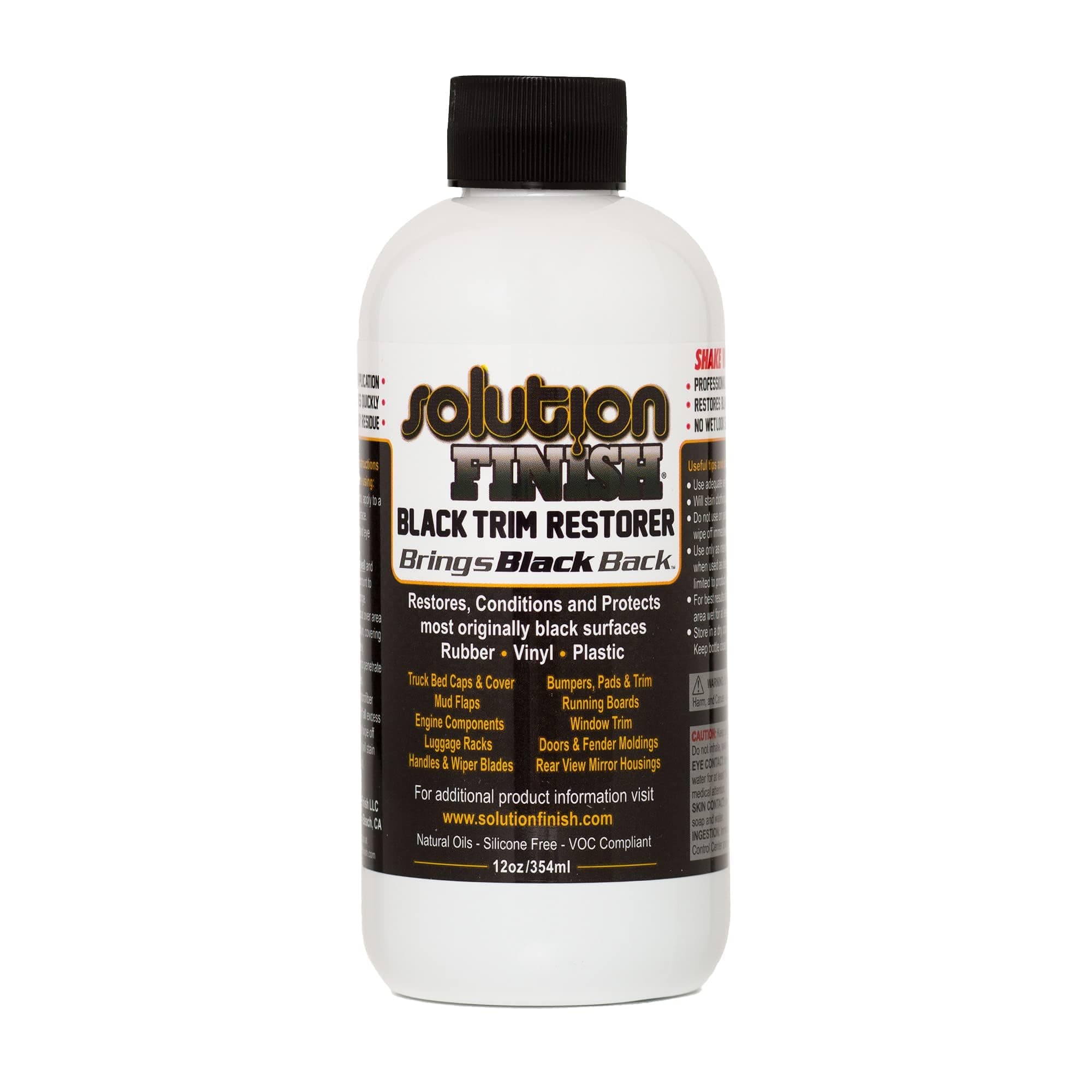 Solution Finish Black Plastic & Vinyl Restorer - Use for Car and Truck Detailing - 12oz