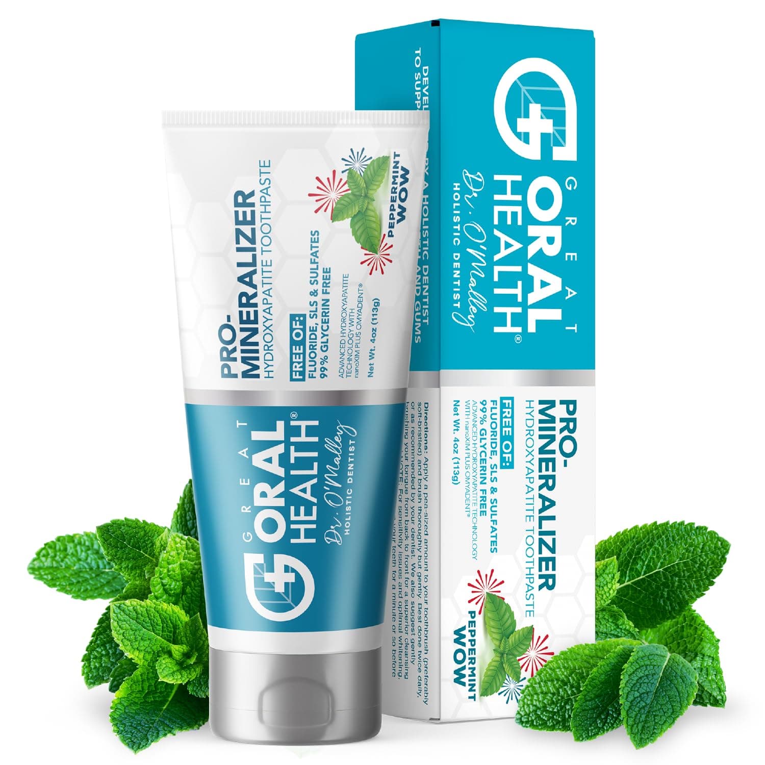Nano hydroxyapatite Toothpaste Fluoride Free; Dentist Formulated Pro Remineralizing Toothpaste Plus Anti Cavity Xylitol, Tooth Remineralization for Sensitive Teeth & Enamel Support in Peppermint Wow