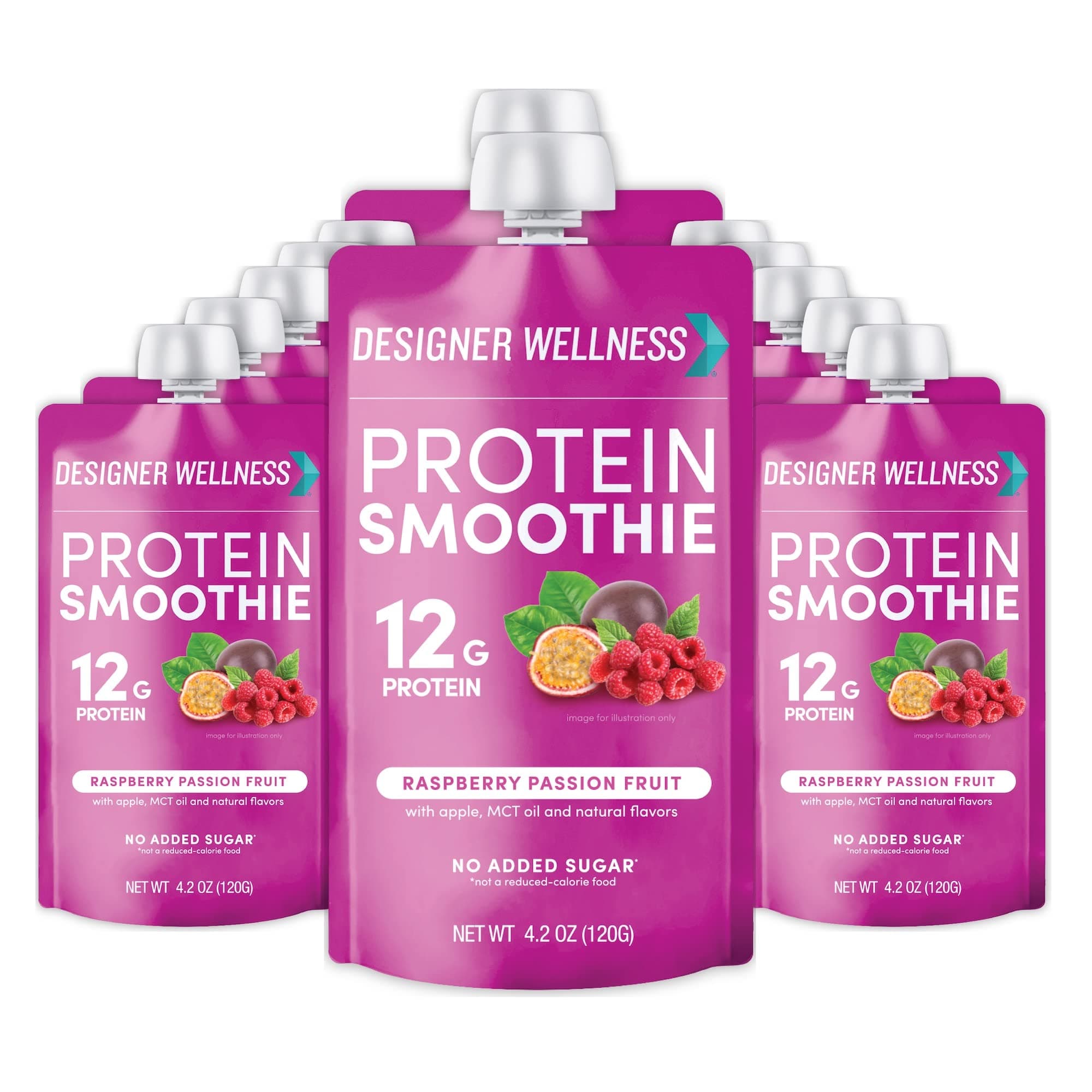 Protein Smoothie, Real Fruit, 12g Protein, Low Carb, Zero Added Sugar, Gluten-Free, Non-GMO, No Artificial Colors or Flavors, Raspberry Passion Fruit, 12 Count