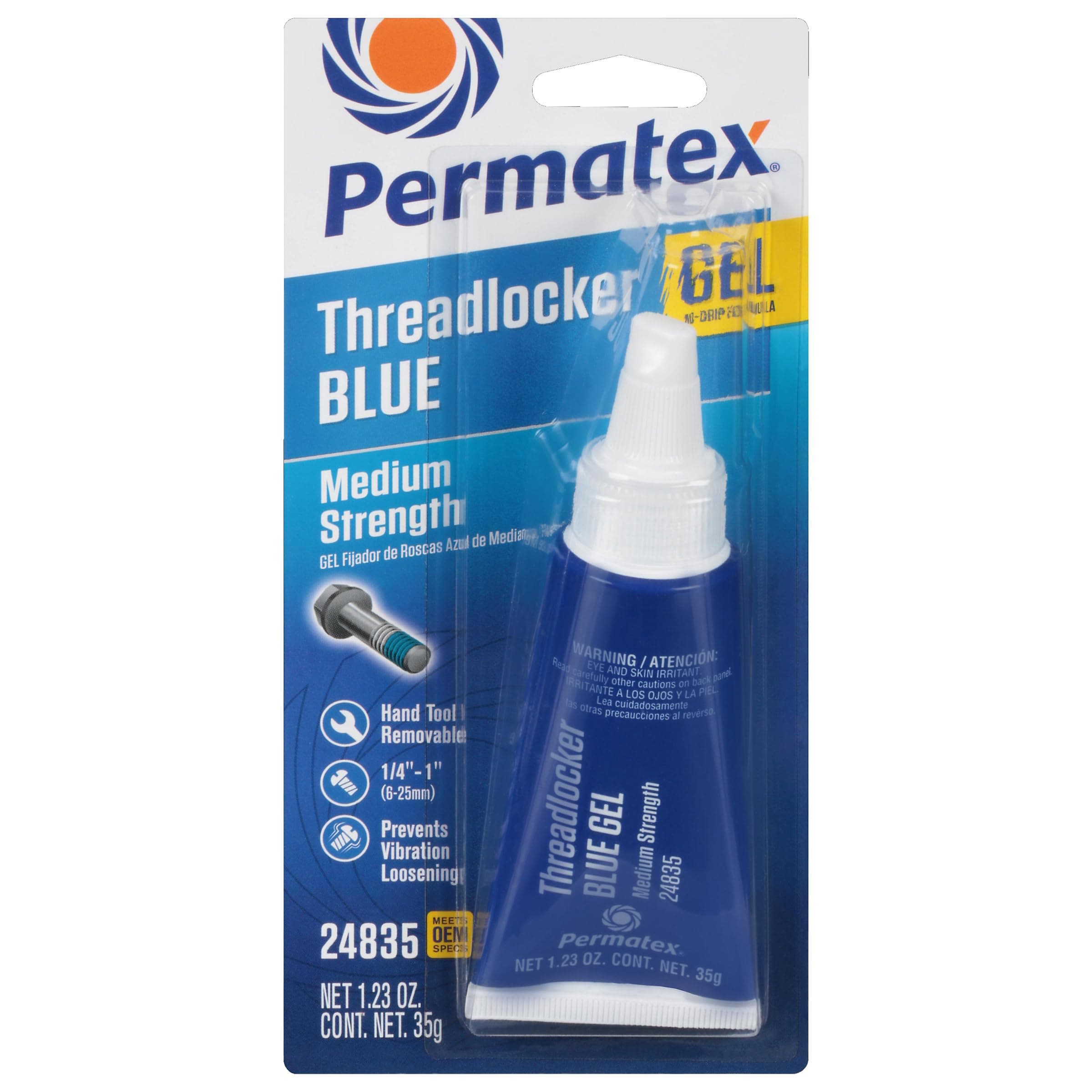24835 Medium Strength Threadlocker Blue Gel, 35 g