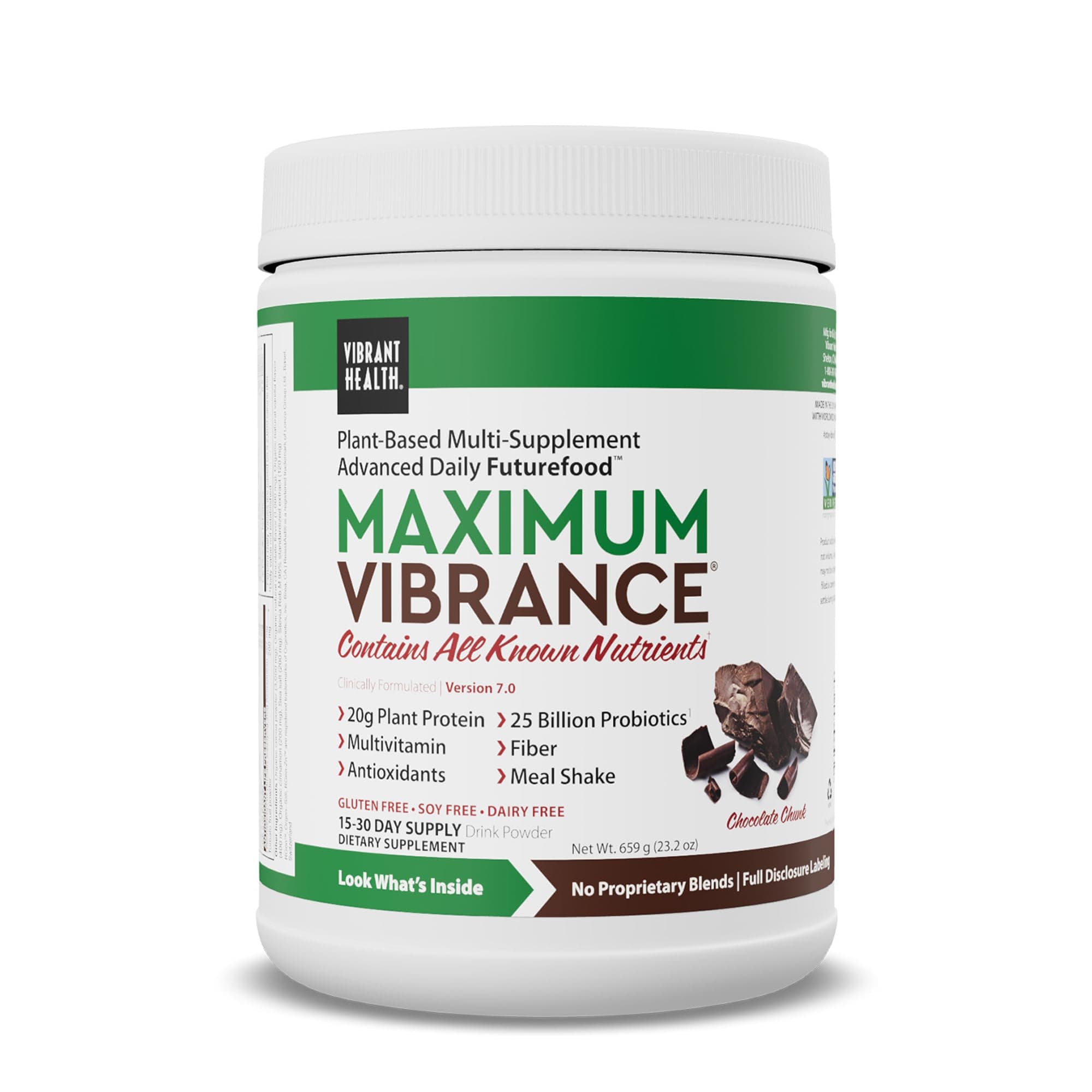Vibrant Health - Maximum Vibrance Chocolate, All in One Multi-Supplement Advanced Daily Futurefood, 15 servings