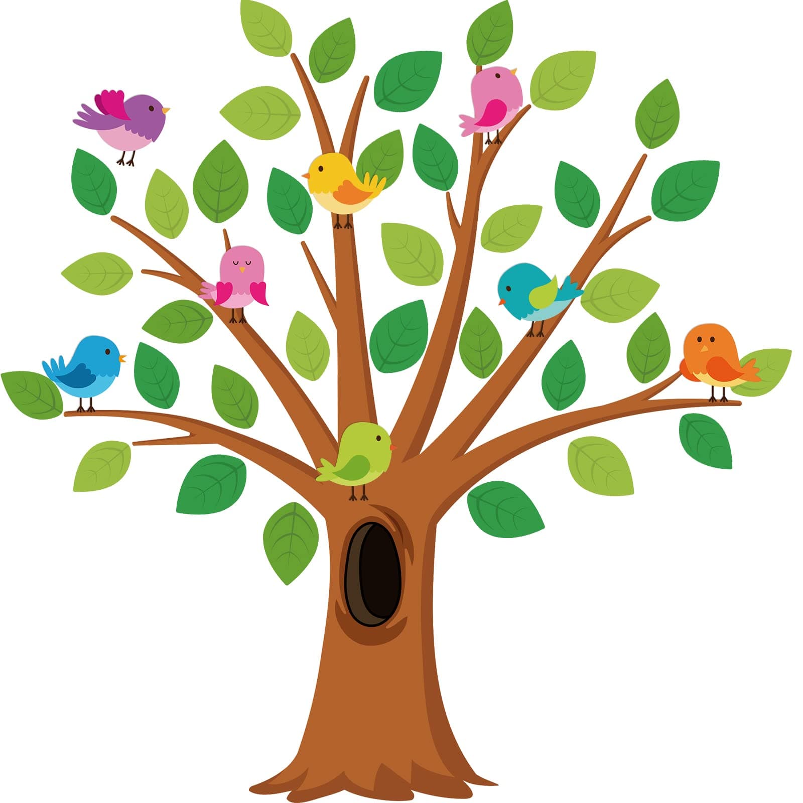 59 Pcs Classroom Tree Bulletin Board Set Bulletin Board Tree Cutouts Classroom Tree Wall Decor Tree Bulletin Board Decoration Leaves Cutouts Birds Cutouts and 15 Sheets Glue Points for Decoration