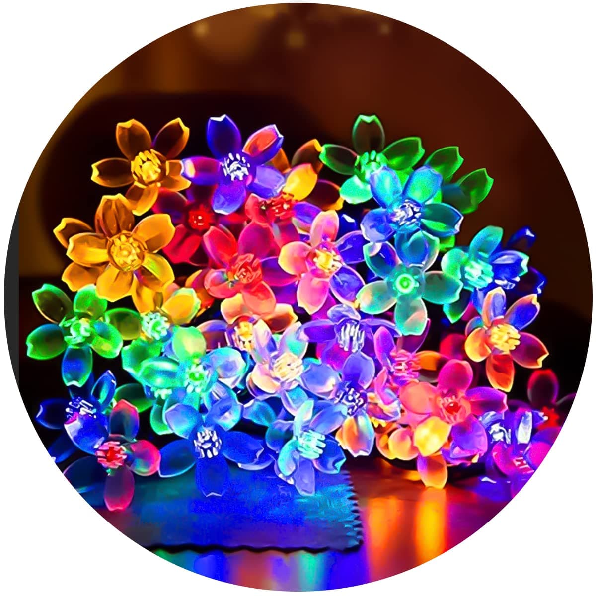 FULLBELL Flower String Lights Easter Decorative Cherry Blossom Light, 33 Feet 100 LED Fairy Lights with 8 Flash Modes for Christmas, Patio, Garden, Party, Valentine(Multicolored)