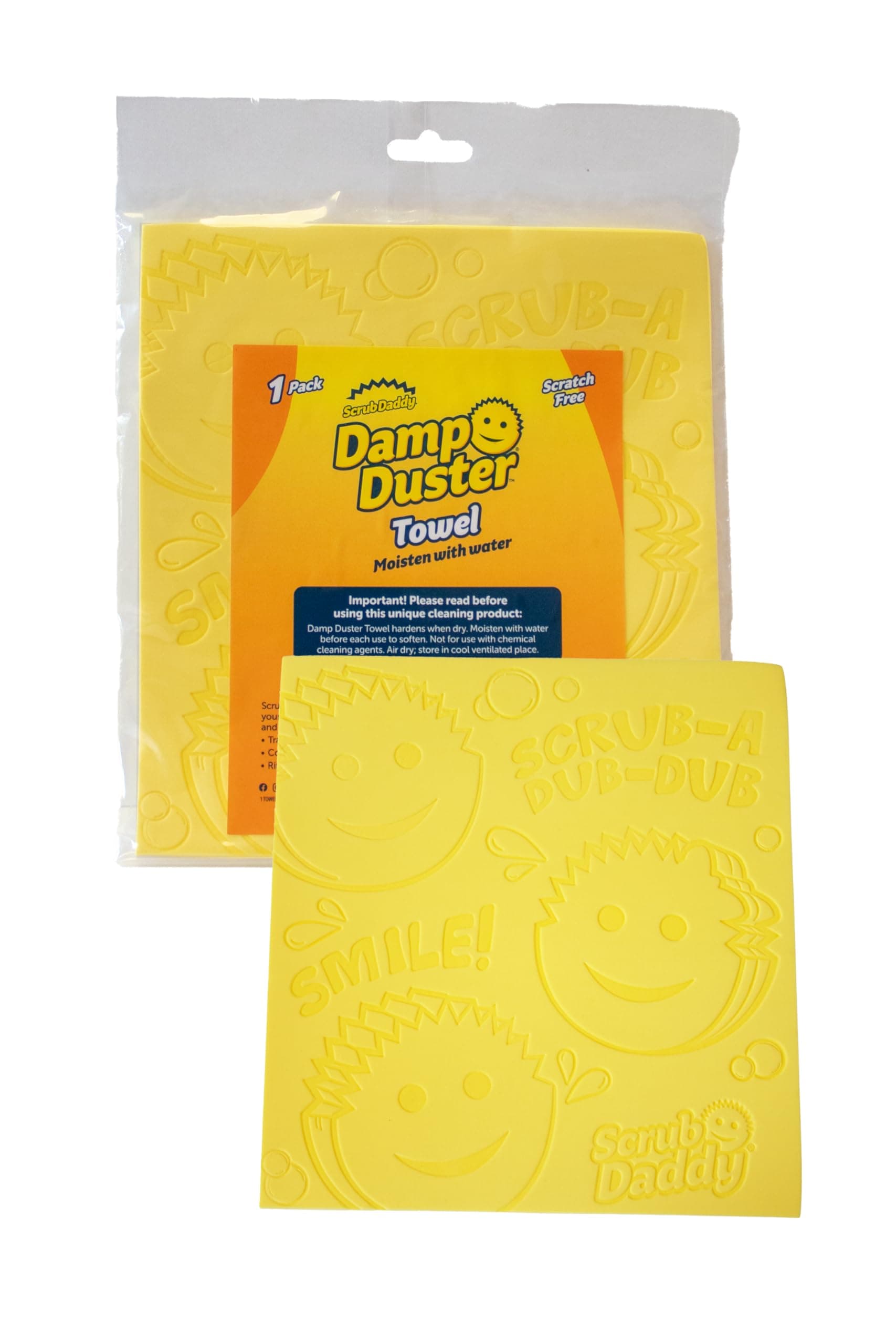 Scrub Daddy Damp Duster Towel Magical Dust Cleaning Sponge, Dusters for Cleaning, Venetian & Wooden Blinds Cleaner, Vents, Radiator, Skirting Boards, Mirrors, Dust Brush Tools, Home Gadgets, Yellow