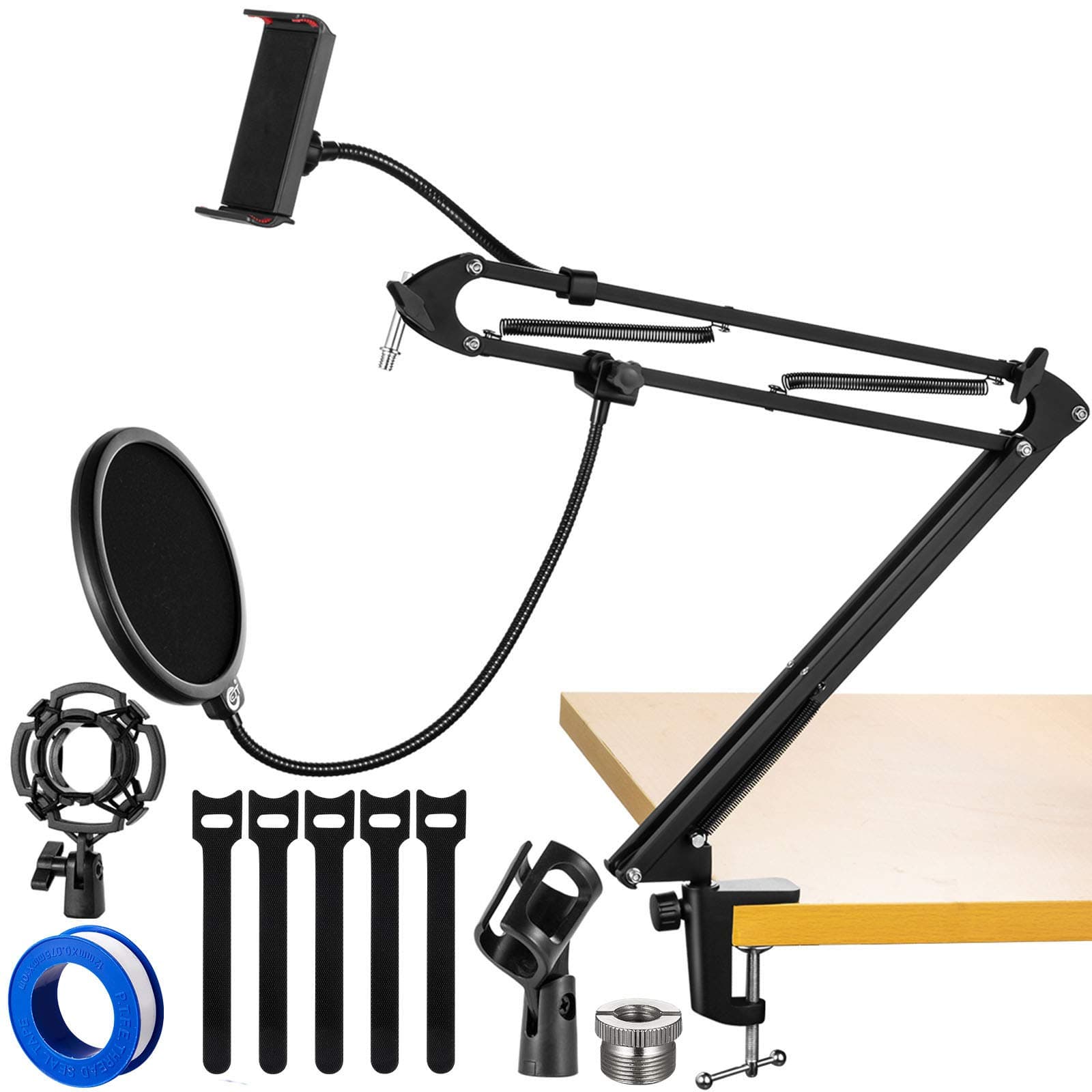 EJT Microphone Stand- Heavy Duty Adjustable Microphone Boom Arm Made of Durable Steel for Blue Yeti Snowball, Shure, and Other Microphones