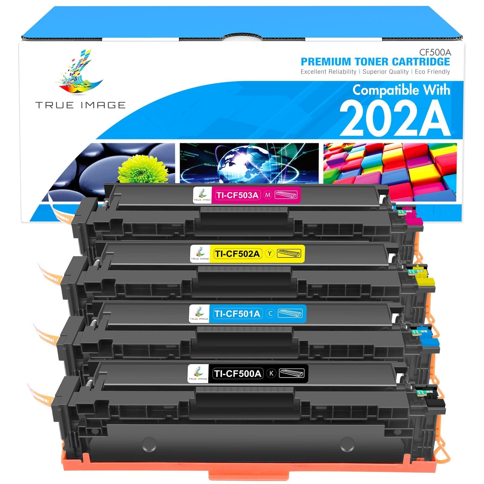 Compatible Toner Cartridge Replacement for HP 202A CF500A 202X M281fdw Color Laserjet Pro MFP M281fdw M281cdw M254dw M281fdn M254 M281 202 Toner Printer (Black Cyan Yellow Magenta, 4-Pack)