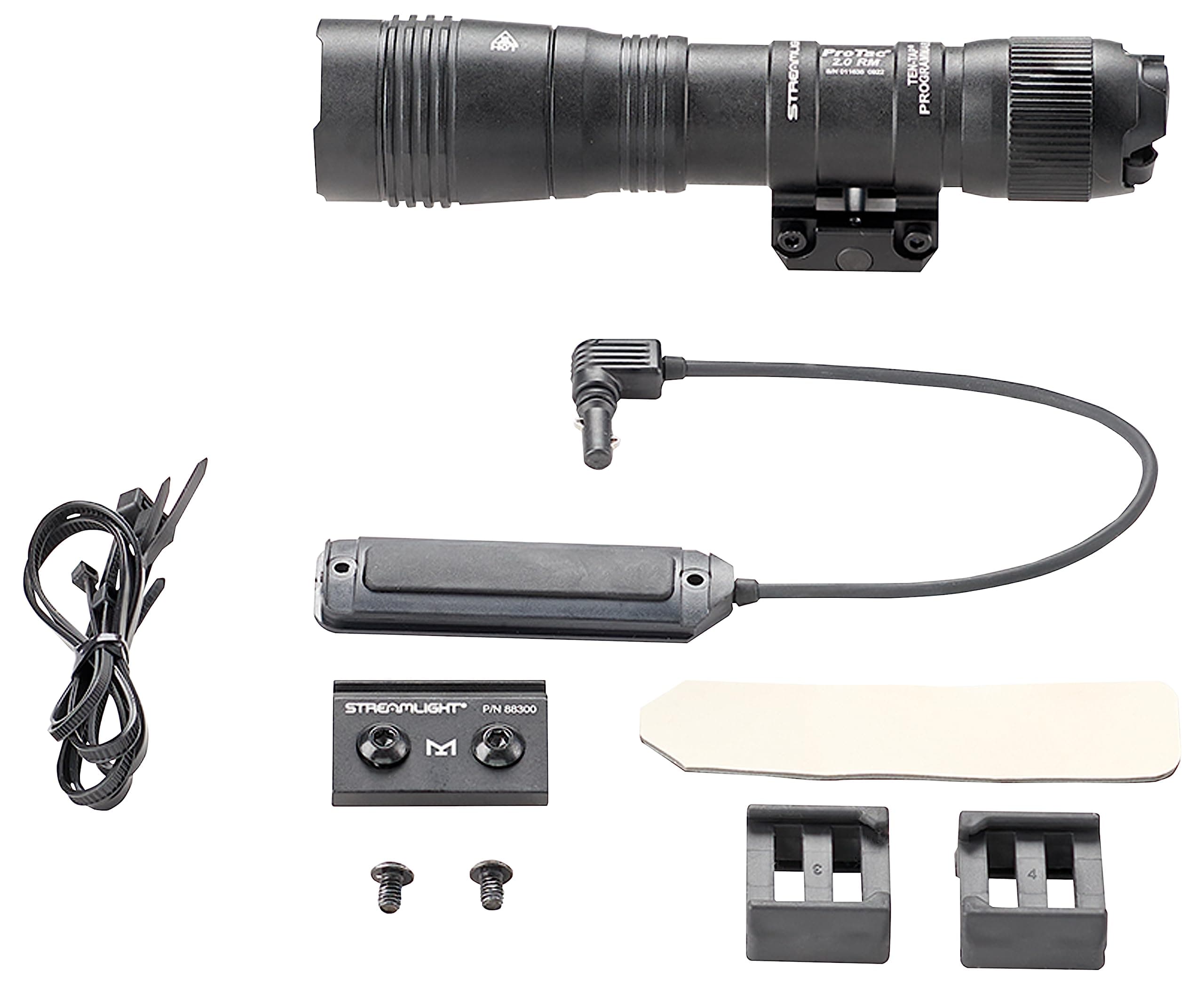 89009 ProTac 2.0 2000-Lumen Tactical Flashlight with Pushbutton Switch, SL-B50 USB Battery and USB-C Cable, Black