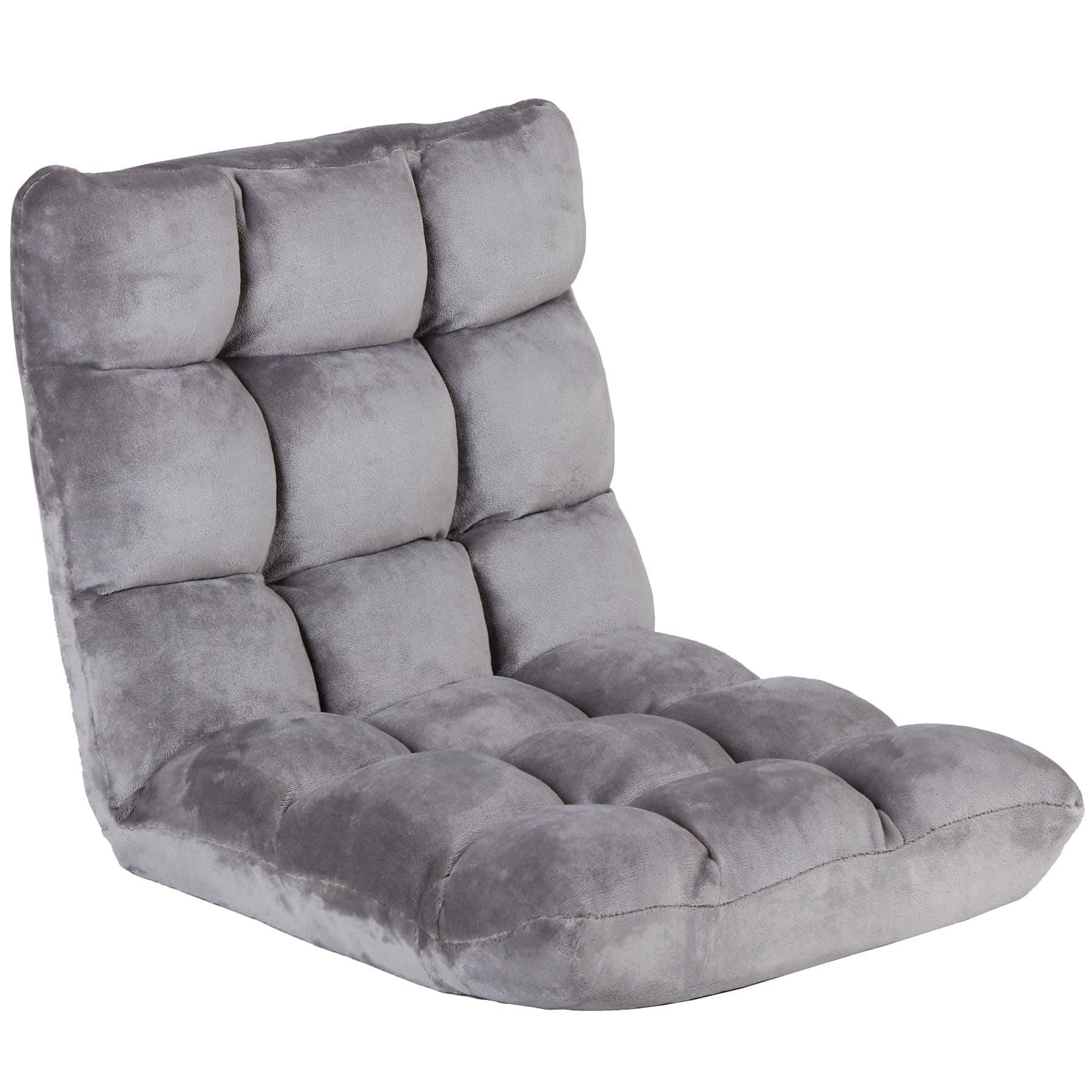 14-Position Adjustable Floor Gaming Chair Foldable Memory Foam Armless Sofa Seat Couch Recliner with Comfy Back Support for Working Meditation Reading, Grey