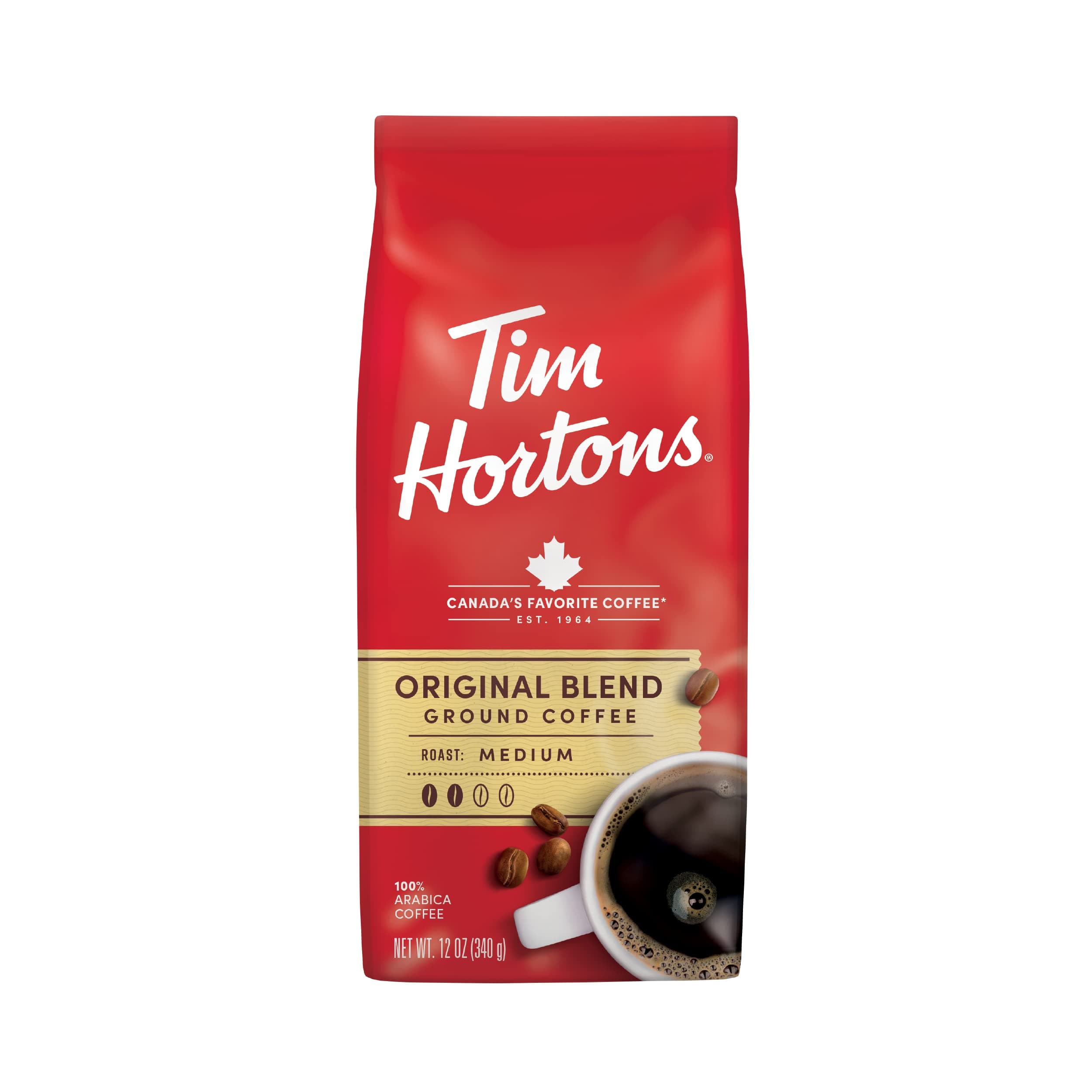 Original Blend, Medium Roast Ground Coffee, Perfectly Balanced, Always Smooth, Made with 100% Arabica Beans, 12 Ounce Bag