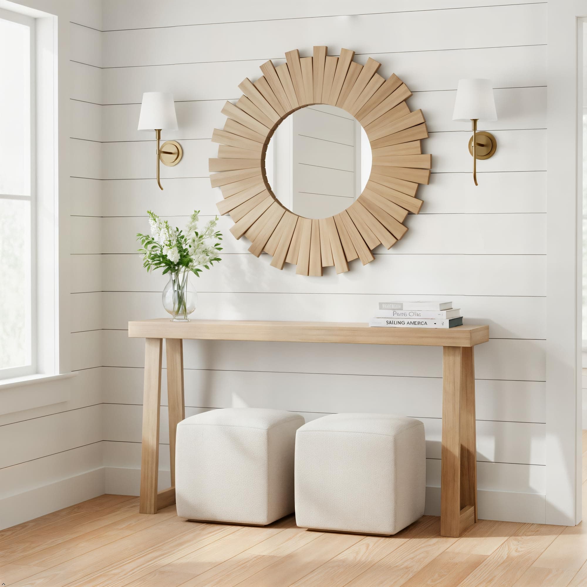 Plank+Beam Solid Wood Console Table, 56 Inch, Sofa Table, Narrow Entryway Table for Hallway, Behind The Couch, Living Room, Foyer, Easy Assembly, Blonde