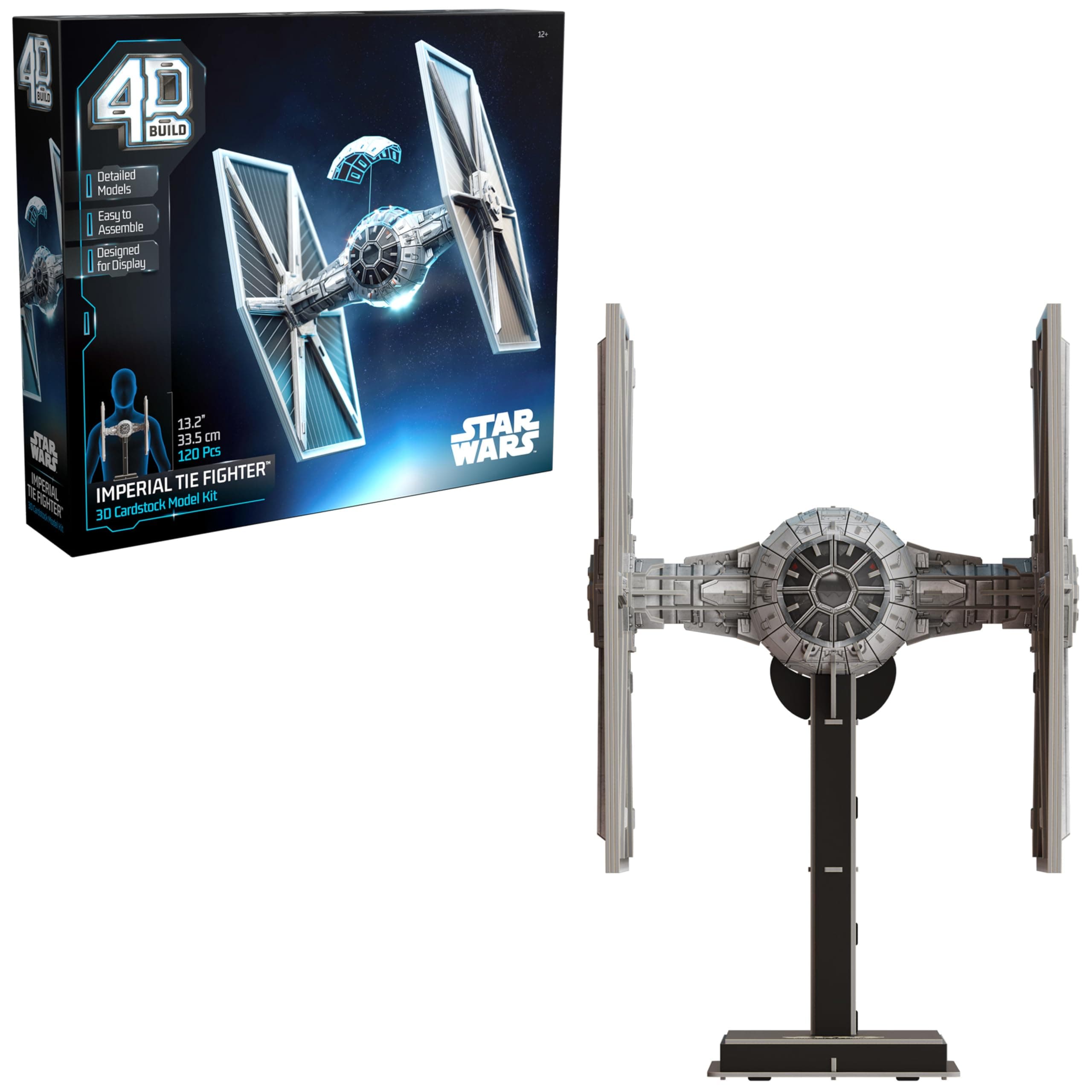 4D Build, Star Wars Imperial Tie Fighter 3D Model Kit 120 Pcs, Star Wars Toys, Desk Décor, Star Wars Collectible, 3D Puzzles for Adults & Teens 12+