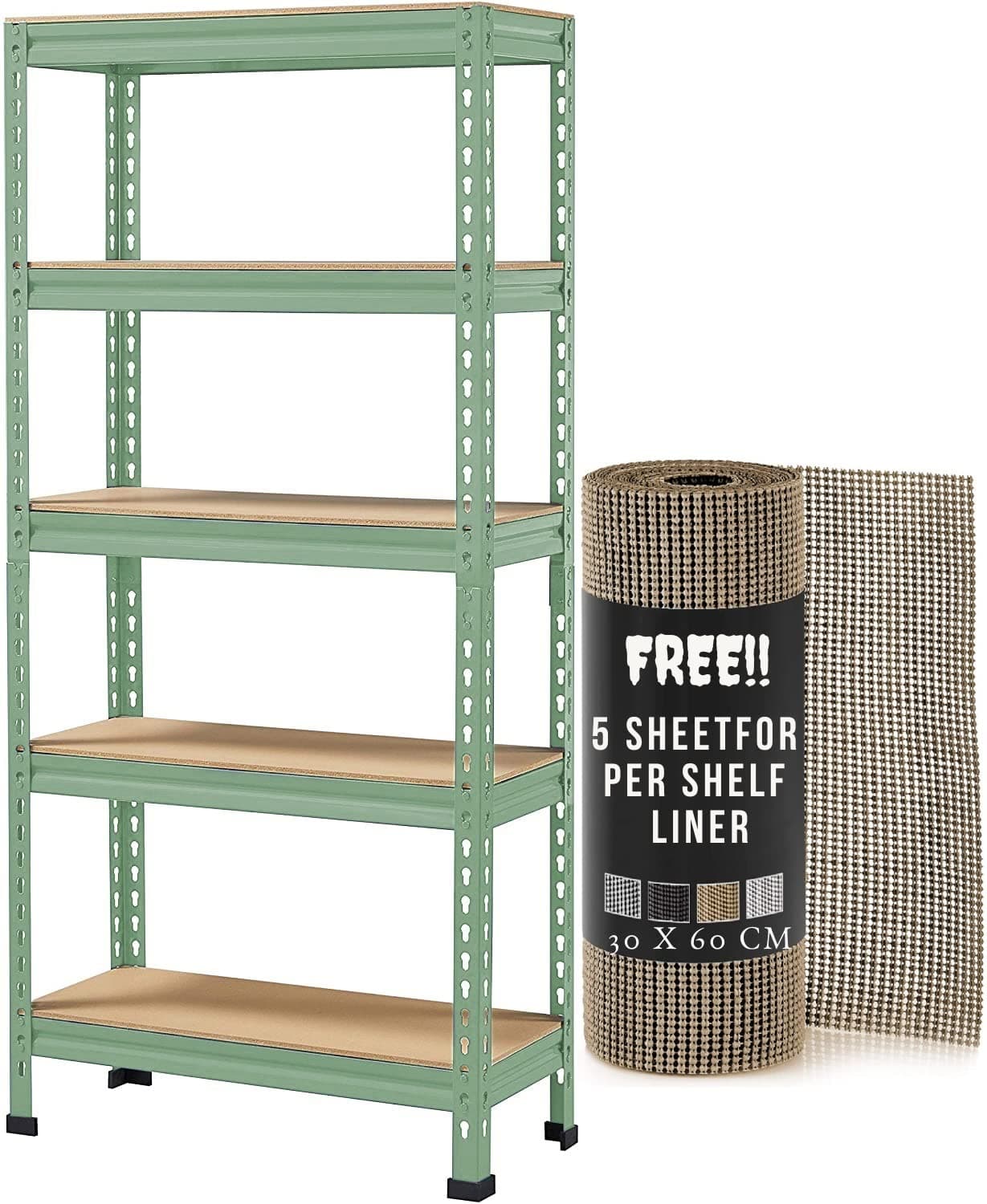 - STAR WORK Adjustable Racking Shelves Multipurpose Storage Rack{FREE Drawer Shelf Liner 30 X 60 CM (5 sheet )(5 SECTION, Olive)( 63 x 24 x 12 INCH - H x W x D)(Crc Mild Steel,High Desnity MDF)(Green)