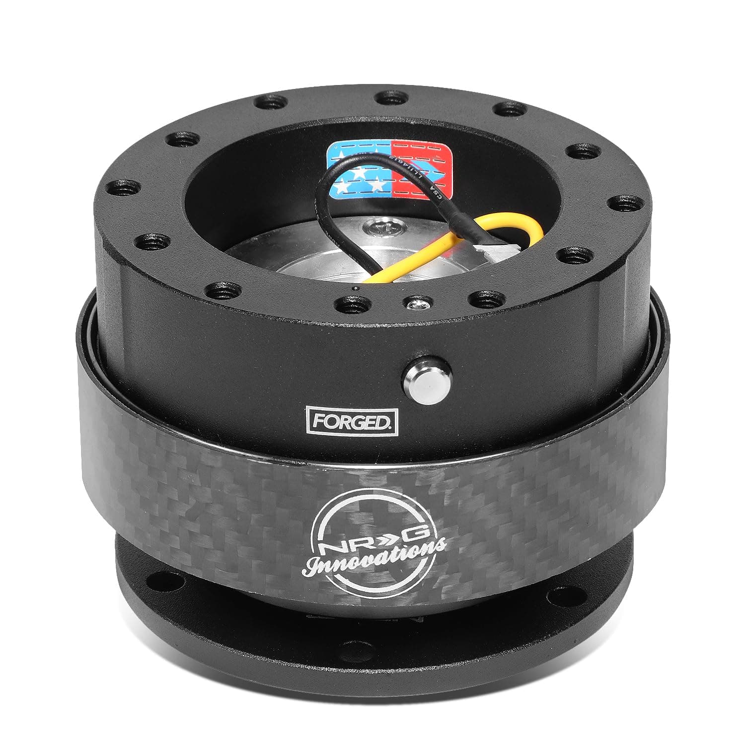 NRG-SRK-200CF Gen 2.0 Steering Wheel Quick Release Kit,Black Body, Black Carbon Fiber Ring, 6x70mm & 6x74mm Bolt Pattern