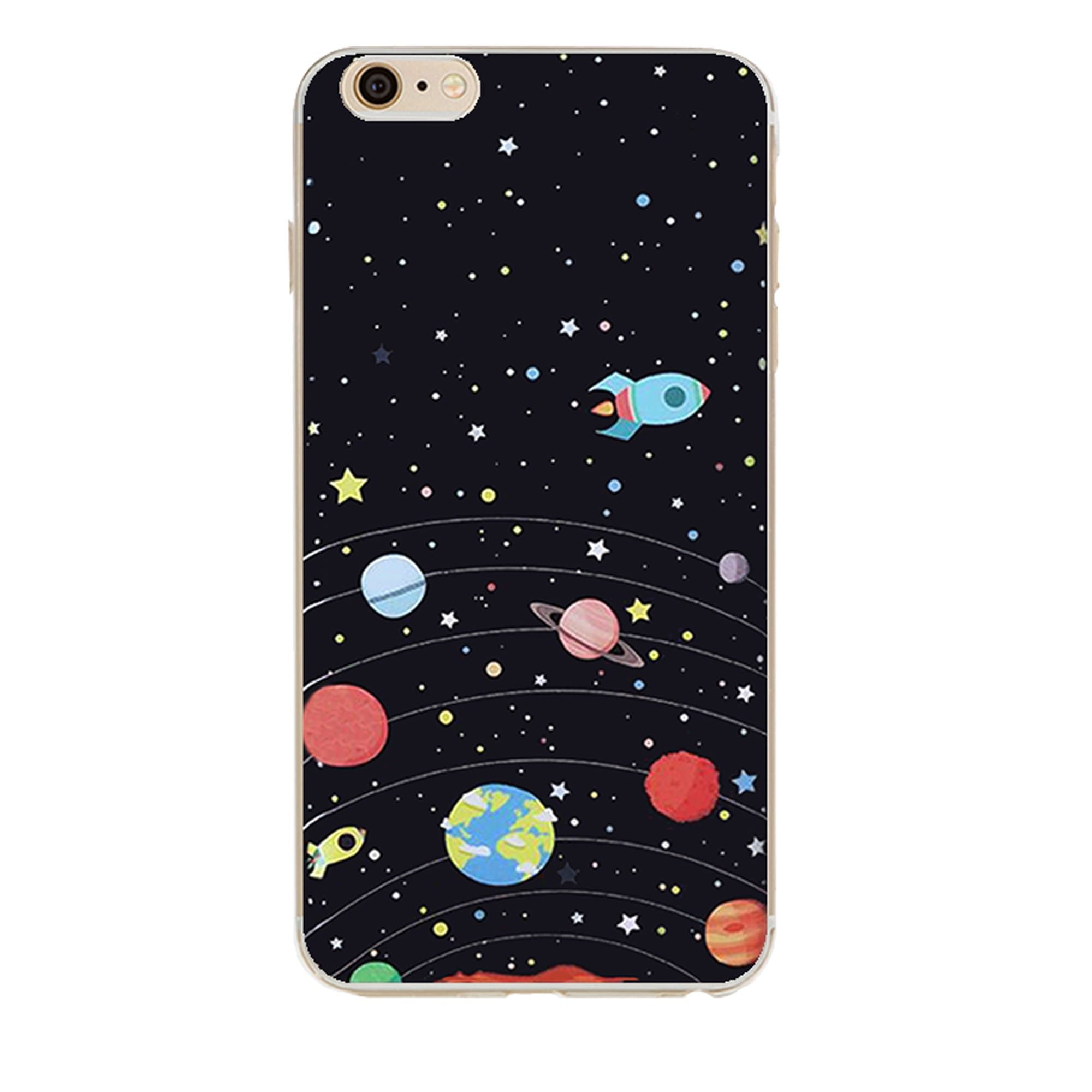 iPhone 6s case,Galaxy Planet Design Slim Flexible Clear Bumper TPU Soft Cover for iPhone 6 6s 4.7 inch (Spaceship)