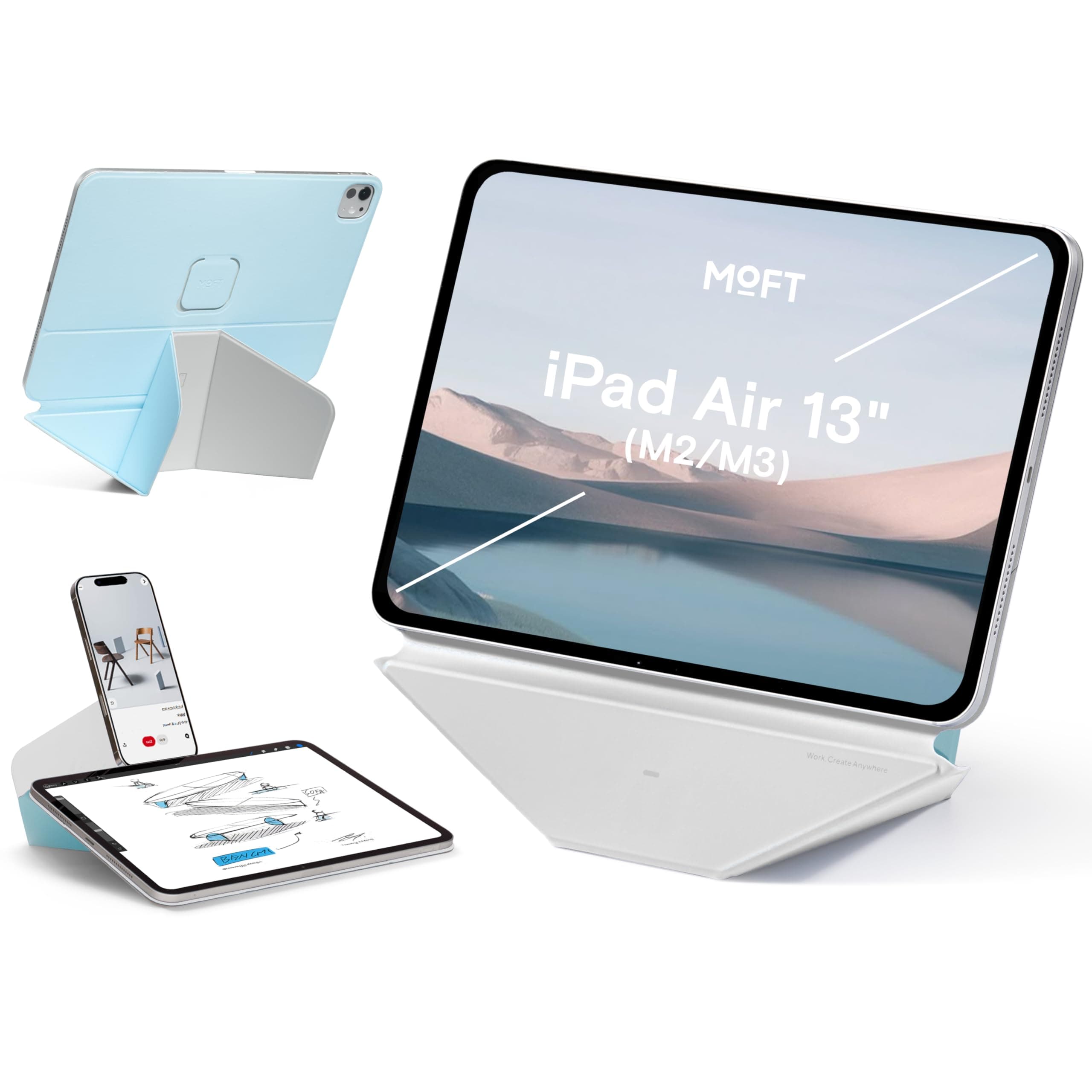 MOFT Dynamic Folio Case for iPad Air 13-inch (M4 2026/ M3 2025/ M2 2024),Silm Magnetic Stand Case with 20+ Viewing Angles, Auto Wake/Sleep,Ultra Thin, Soothing Mist x Misty Cove