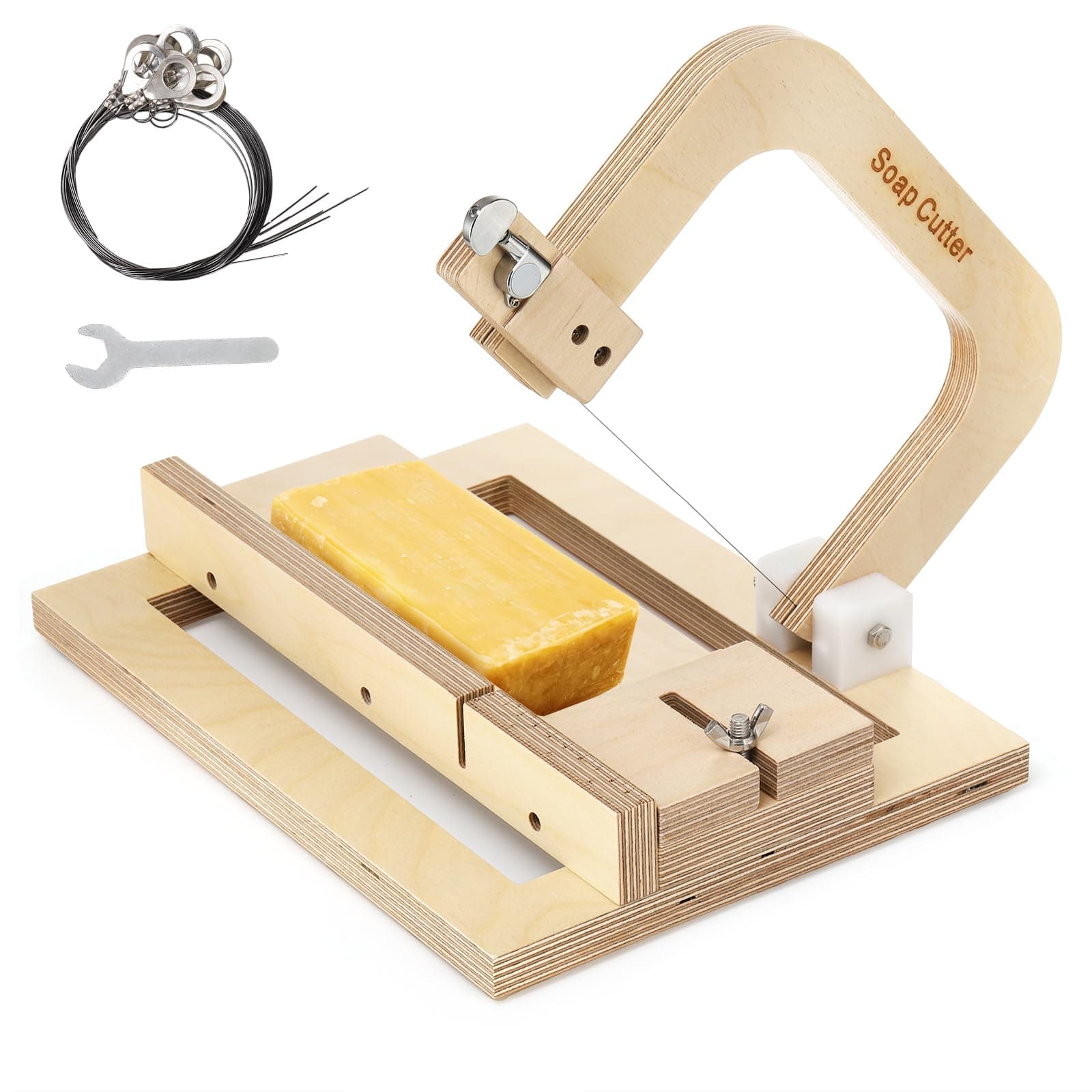 Coloch Wood Soap Cutter, Adjustable Soap Cutting Tool Single Wire Soap Slicer Cutting Tool Handmade Soap Cutting Making Supplies for Making DIY Soap, Cutting Butter, Cheese