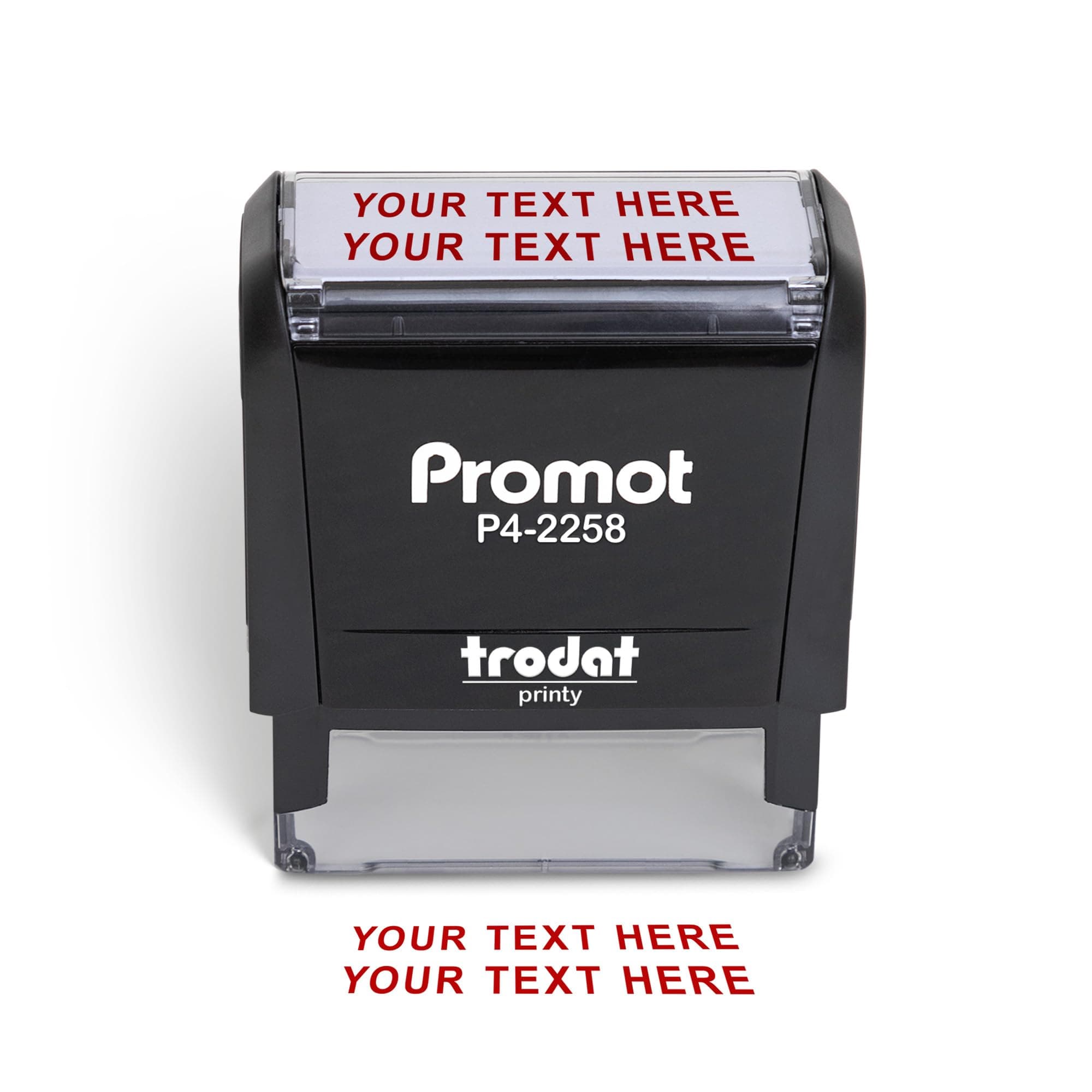 Promot Self Inking 2 Line Custom Stamp - Personalized Name Stamp for Office, Teacher, Address & Business Label Stamp - Choose Font, Ink Color, Pad, for Personal & Professional Use - Large
