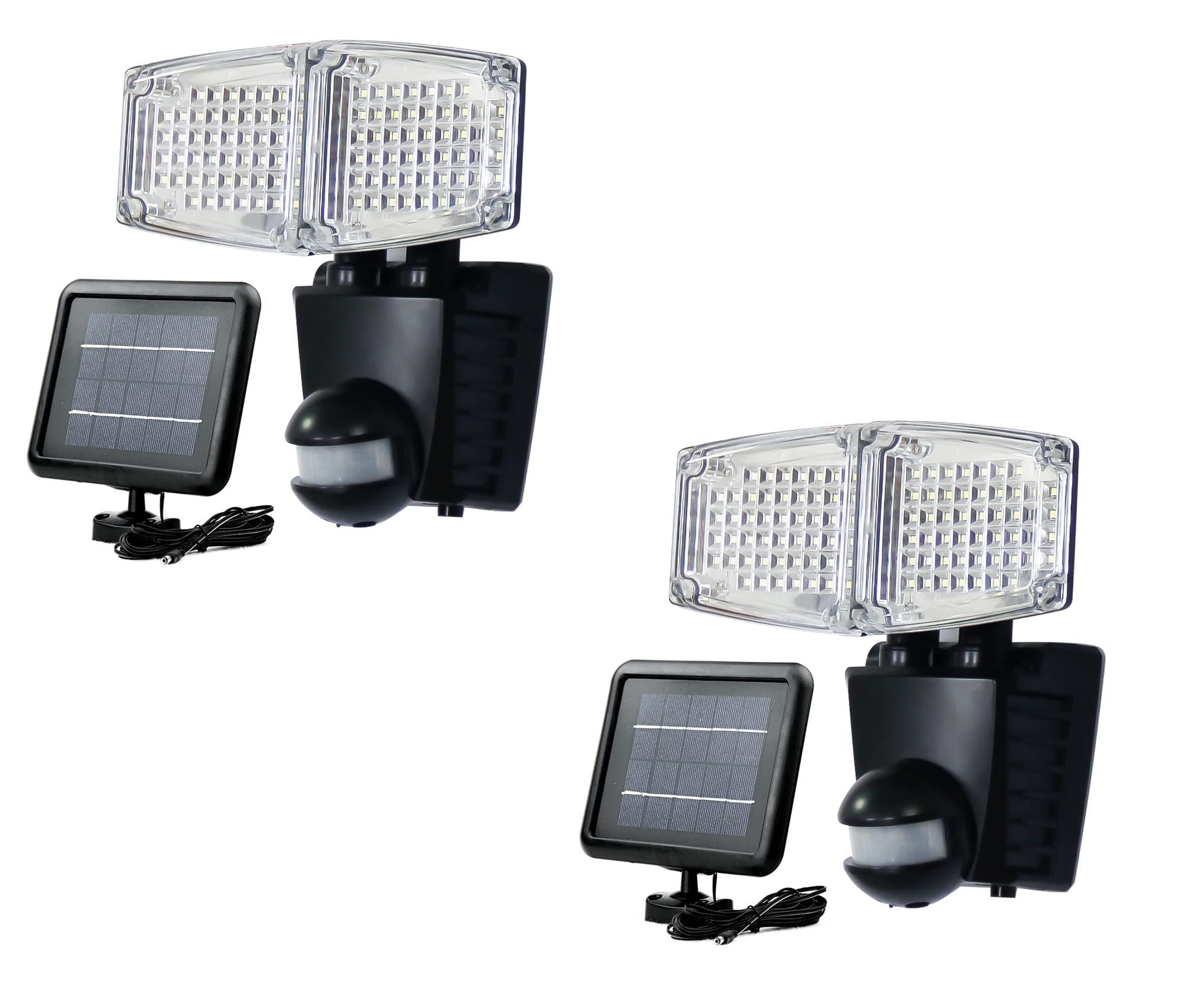 2 Pack Dual Head 1500LM Bright Outdoor Solar Motion Sensor Light IP65 Waterproof with Corner/Flat Installations (Black)