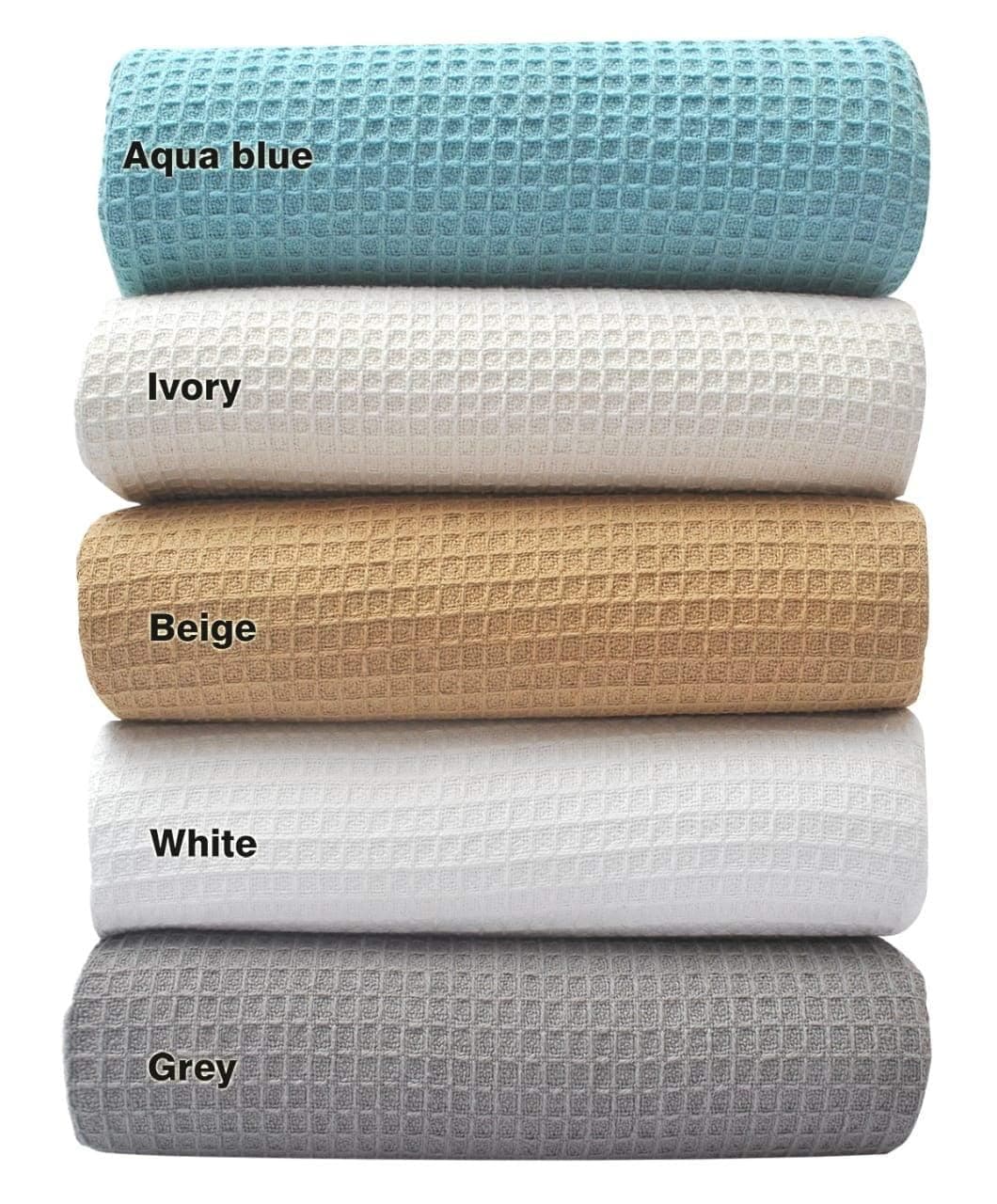 100% Cotton Blankets King Size – Breathable Waffle Weave Cooling Blanket for Spring Summer – 380 GSM - 90x108 Inches - King, Ivory
