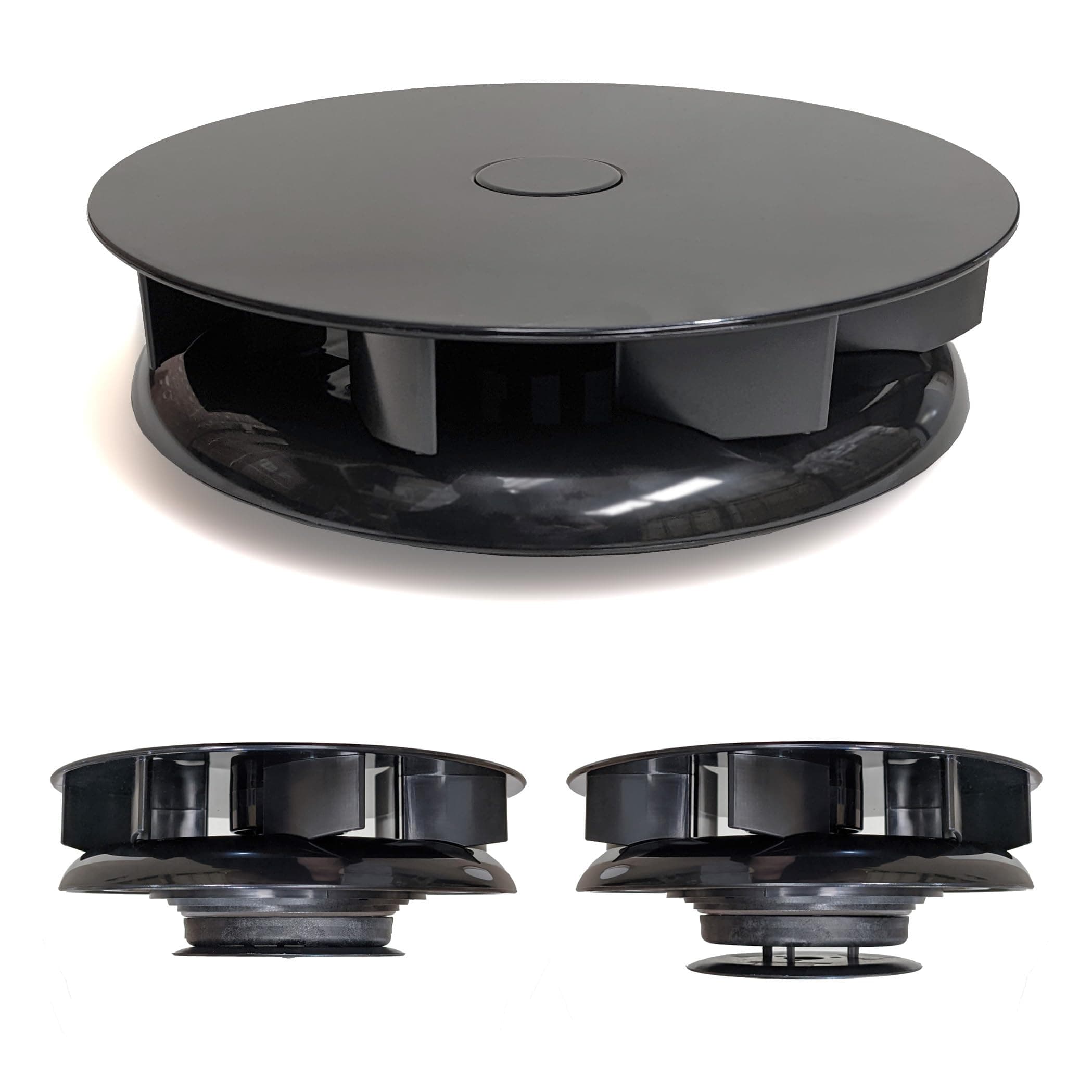 FLOWROTOR Low Profile Rotary Van Roof Vent - Wind Driven Rotating Spinning Ventilator Vent Fan Black - Camper Bus 4x4