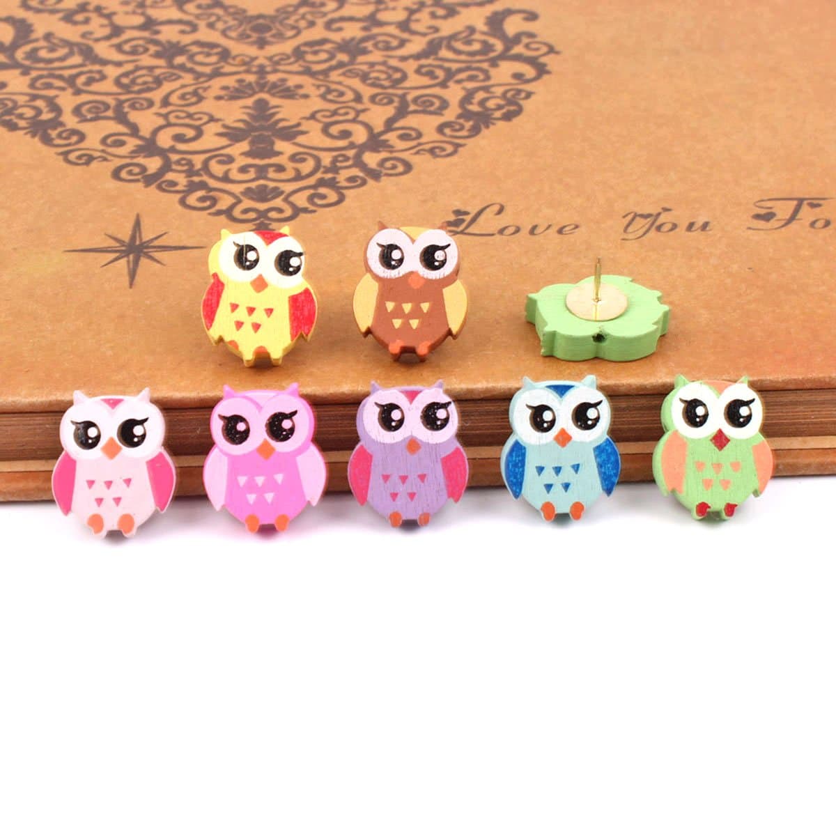 50 PCS Owl Design Push pins Drawing Pin,Creative Pushpins/Thumbtacks Decorative for School Home & Office, Assorted Colors