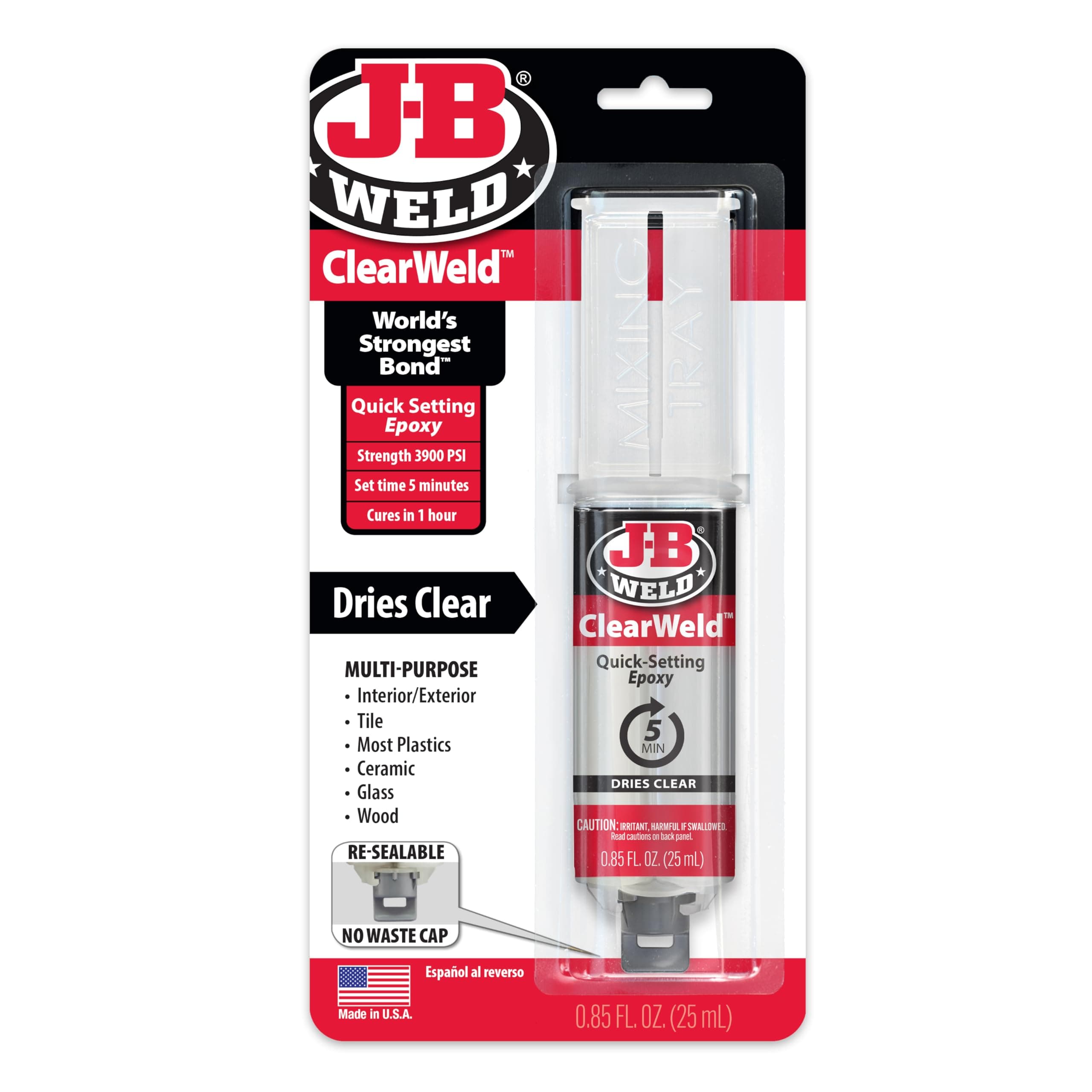 J-B Weld 50112 ClearWeld Quick-Setting Epoxy Syringe - Clear - 25 ml