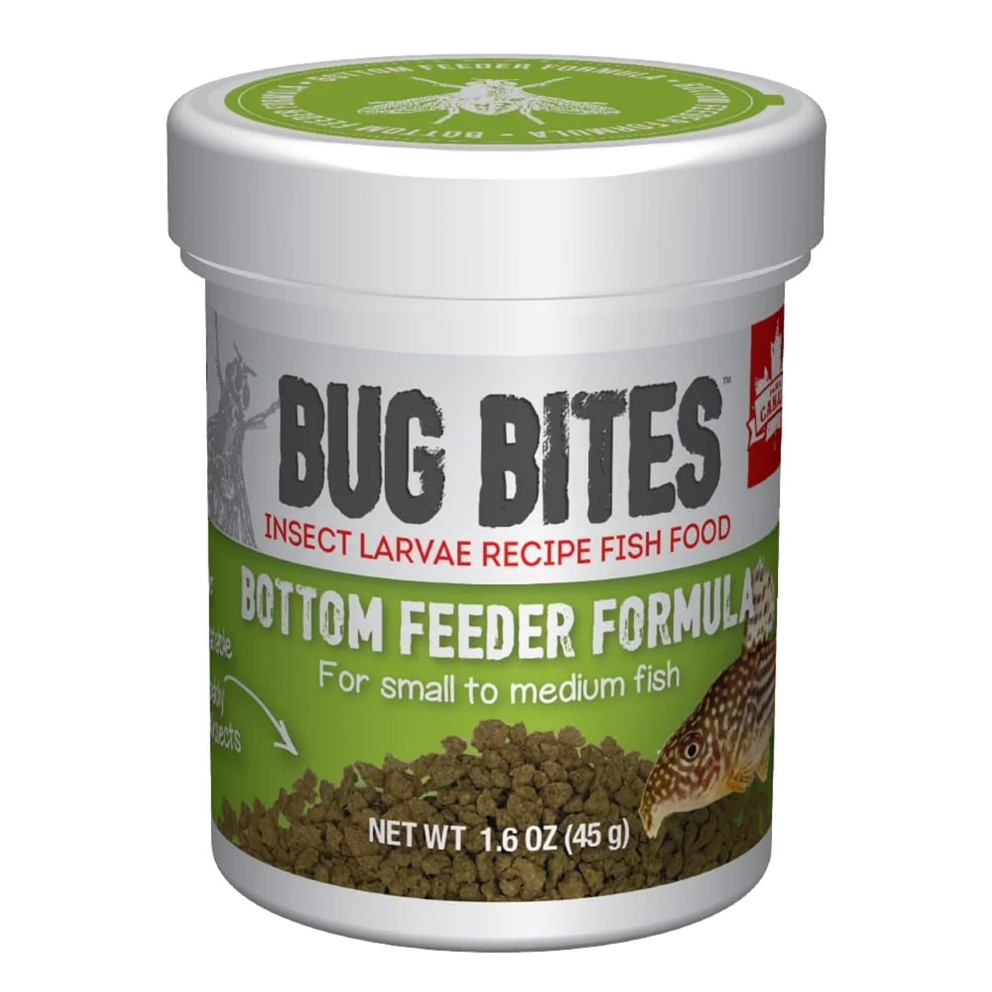 Fluval Bug Bites fish food, with insect larvae, for bottom-eating fish, sinking granulate, 1.4-2mm, 45g