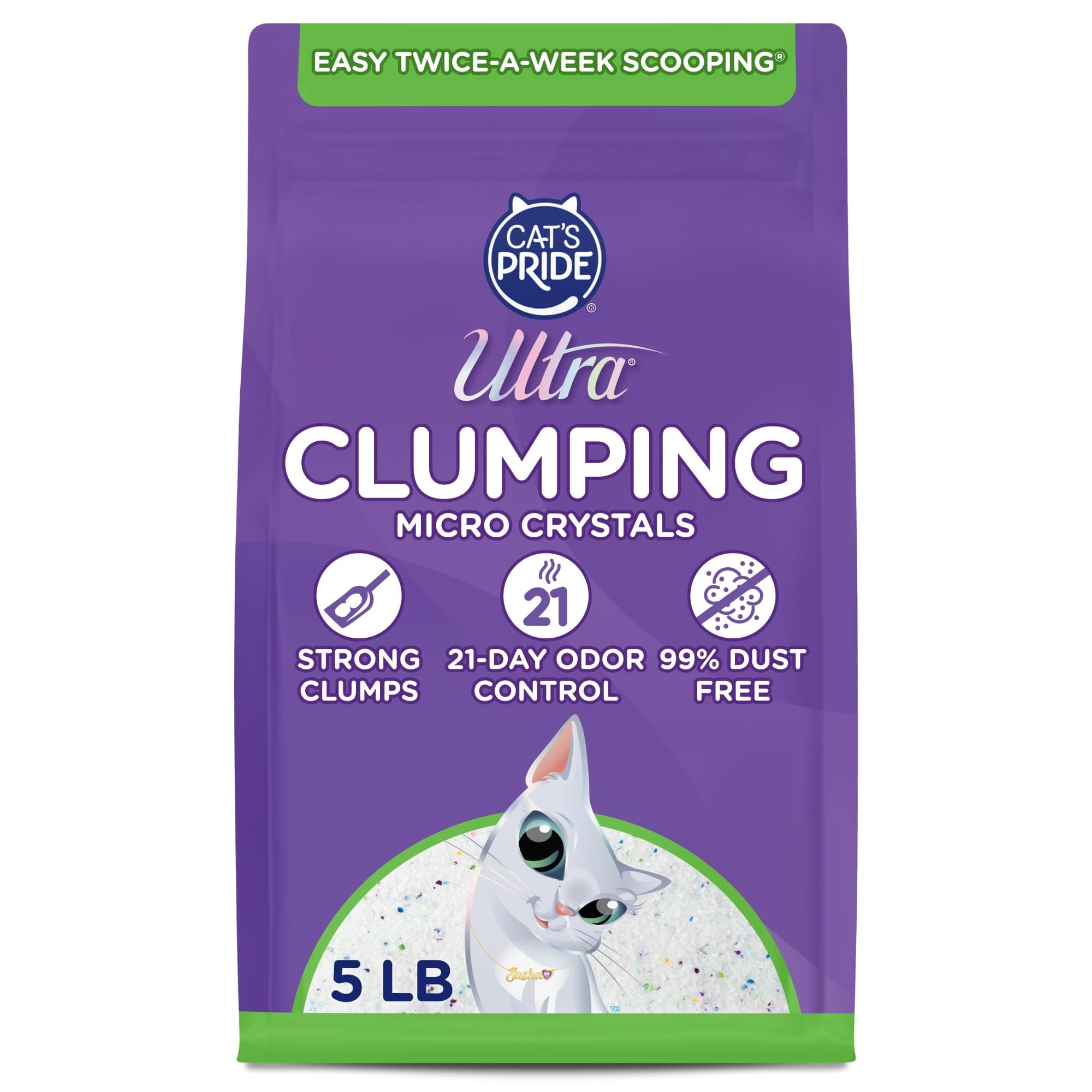 Ultra Clumping Micro Crystals Cat Litter - Dust Free, Soft on Paws, Fragrance Free - 5 Lbs.