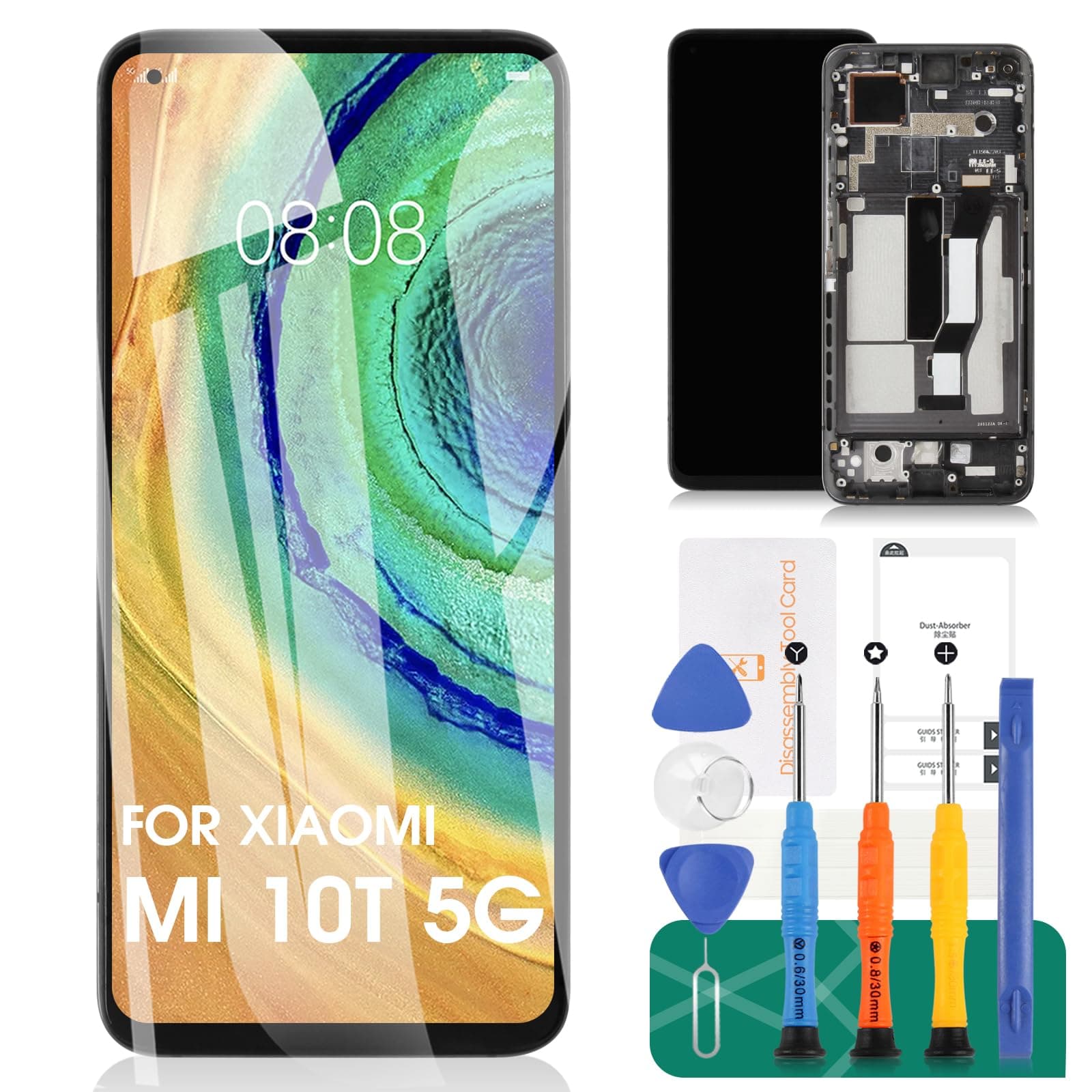 Screen Replacement for Xiaomi Mi 10T 5G / 10T Pro 5G M2007J3SY M2007J3SG Mobile Phone LCD Display Touch Digitizer Assembly Glass Repair with Frame (Black)