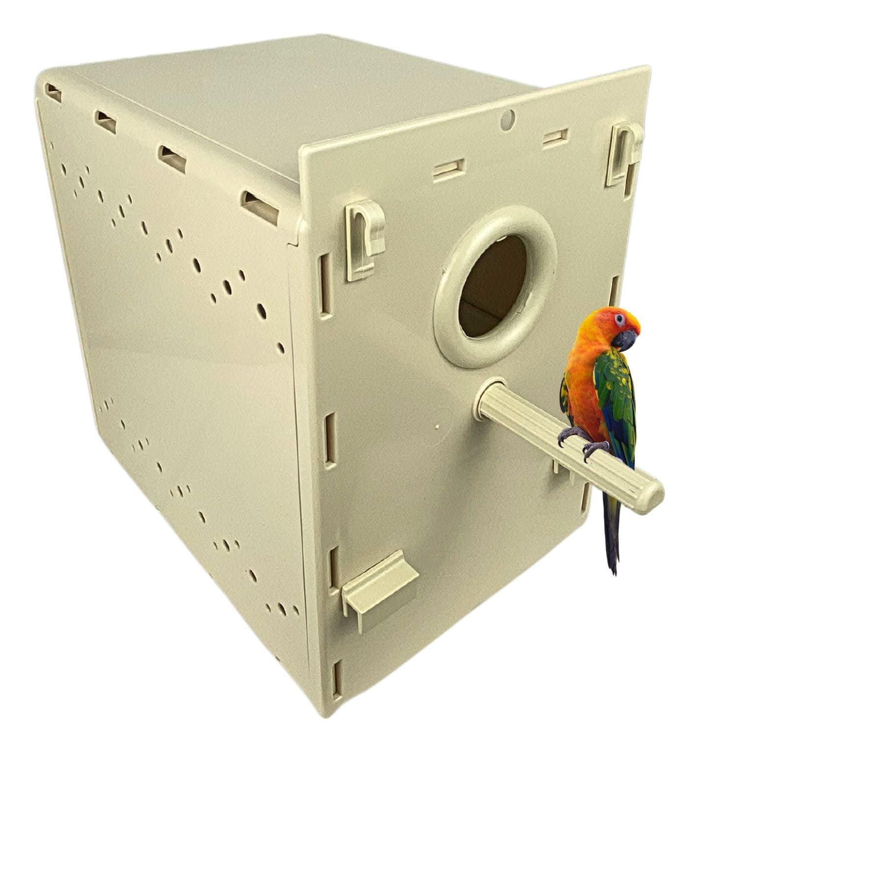 Plastic Bird House for Parrots – Durable Parakeet Nesting Box with Rear Cover...