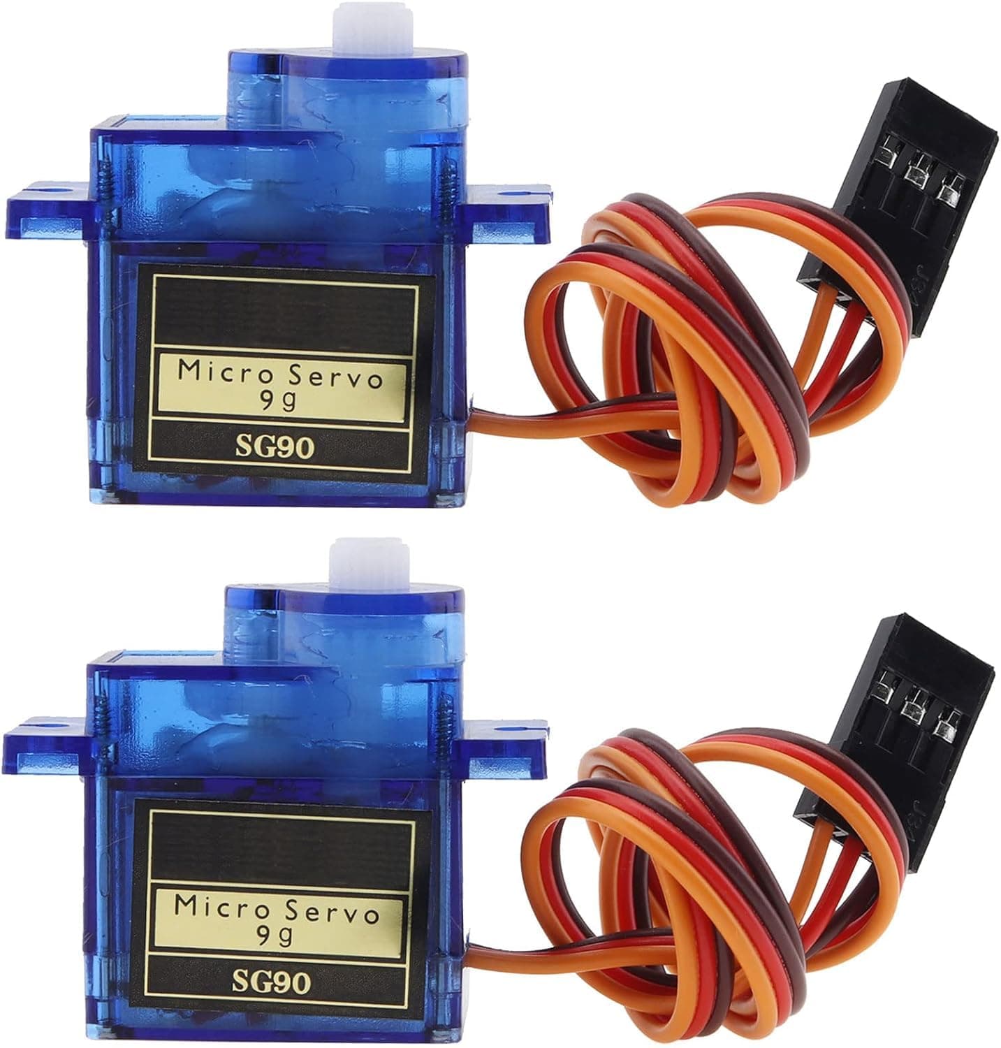 REES52 2 Pack SG90 Micro Servo Motor 9G Mini Servo Kit for RC Robot Arm/Hand/Control with Cable (Control Angle 360 Degree)