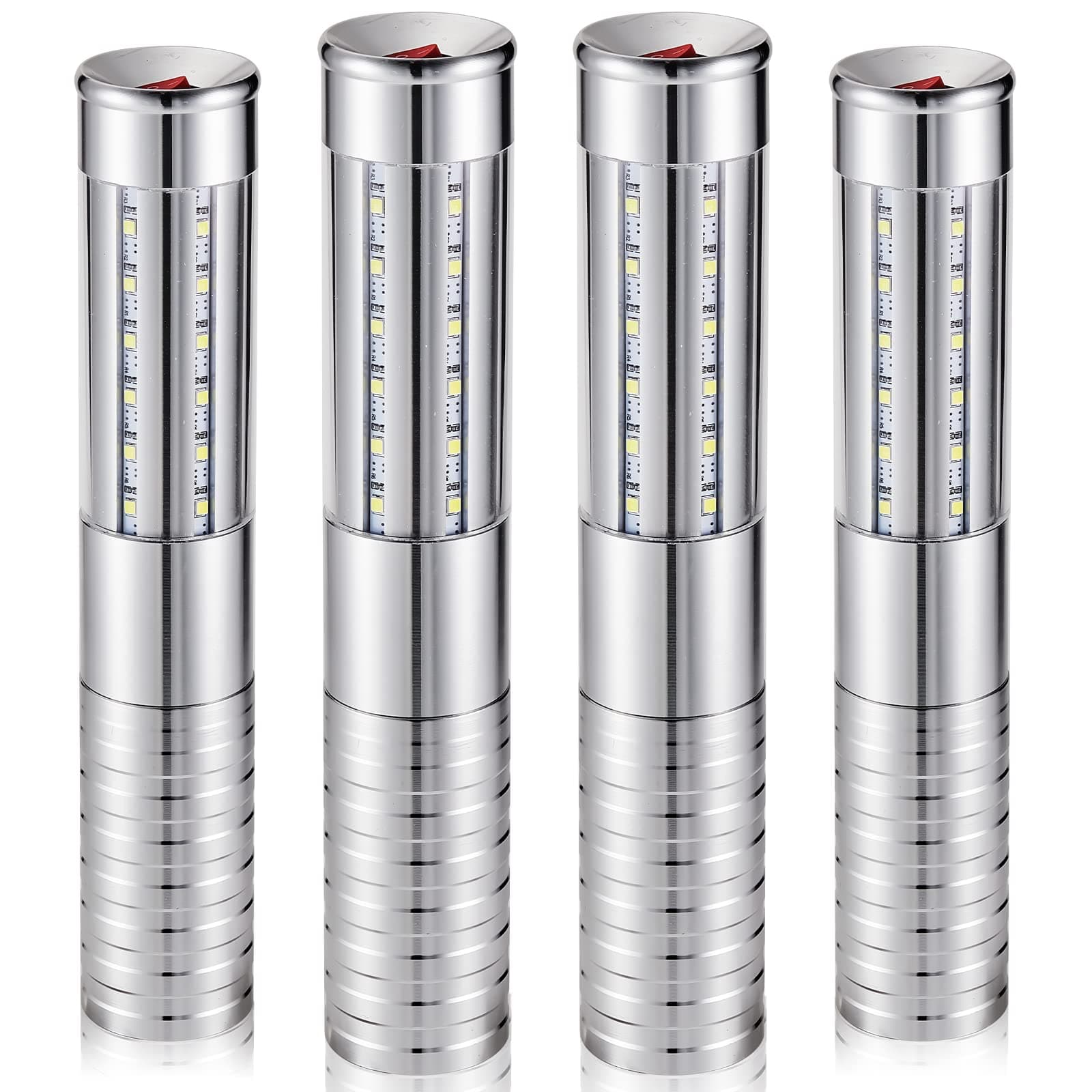 Civaner 4 Pcs Upgrade Bottle Service Lights LED Strobe Baton Bottle Girl Lights Rechargeable Handheld Flashing Club Signs for Birthday Wedding Party (Silver White Light)