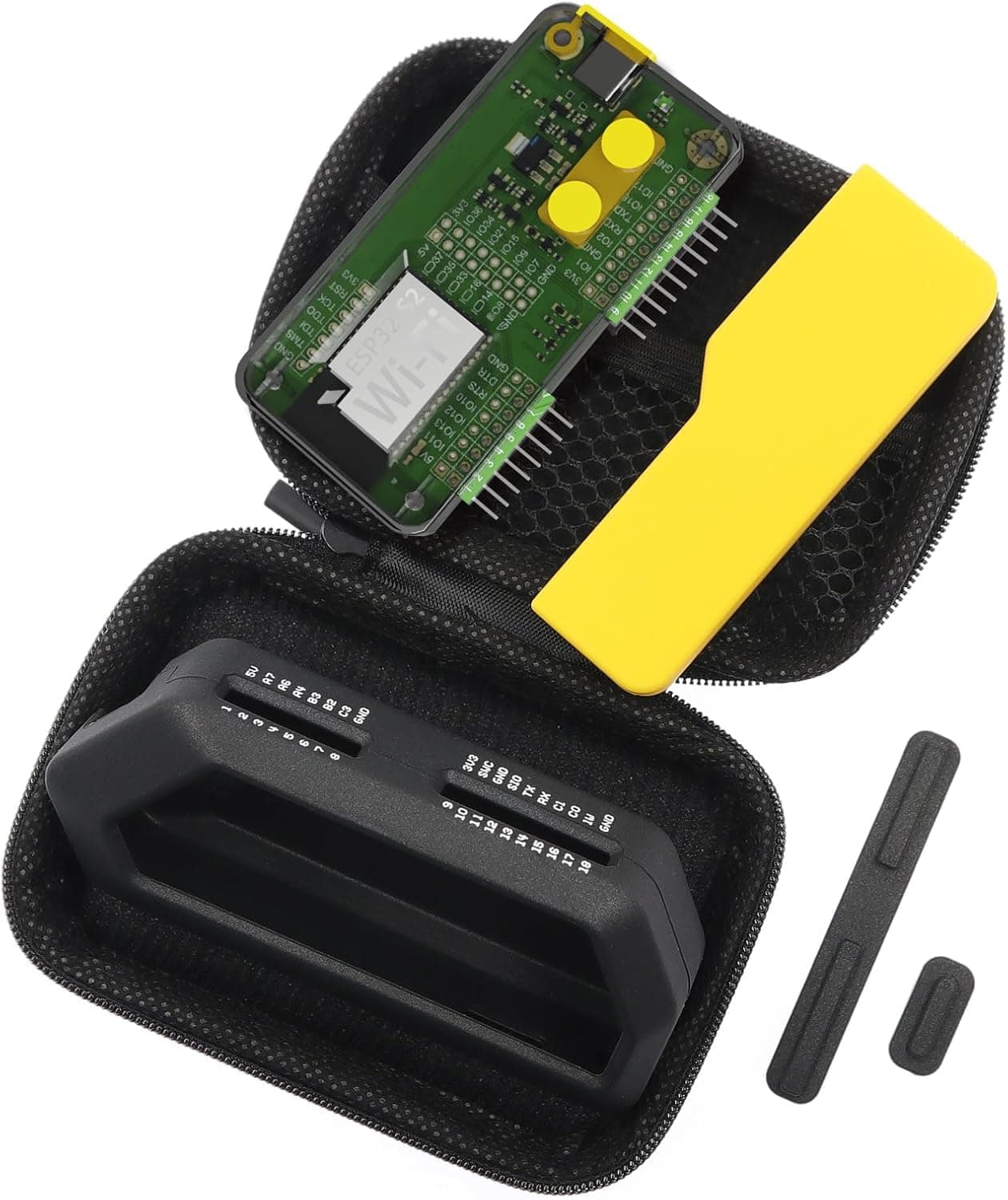 5 in 1 Protective Case Set for Flipper Zero & for Flipper Zero Wi-Fi Dev Board V1 ESP32-S2, Accessories for Flipper Zero & WiFi Dev Board - Yellow and Black