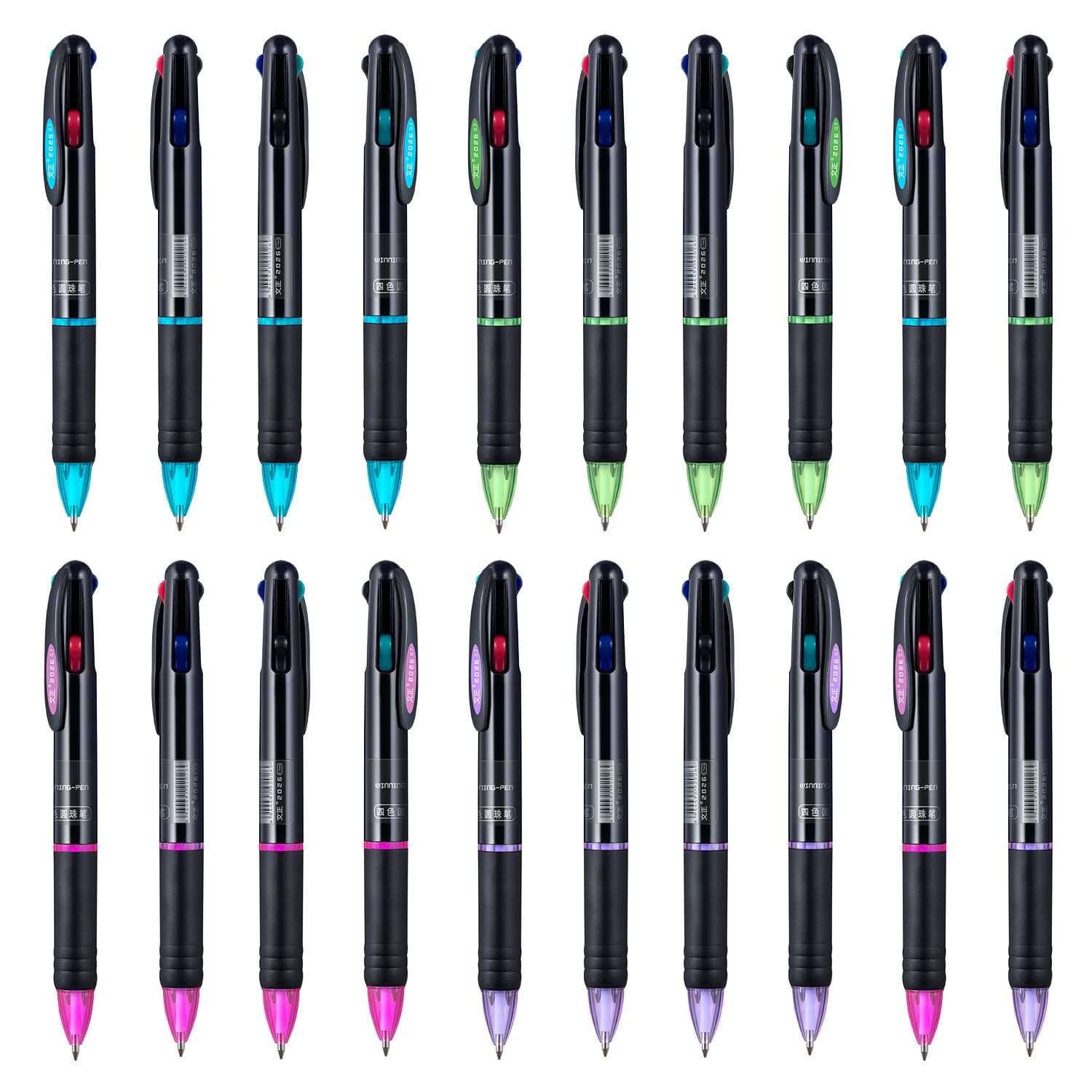 20 Pack 0.7mm 4-in-1 Multicolor Ballpoint Pen,4-Color Retractable Ballpoint Pens for Office School Supplies Students Children Gift