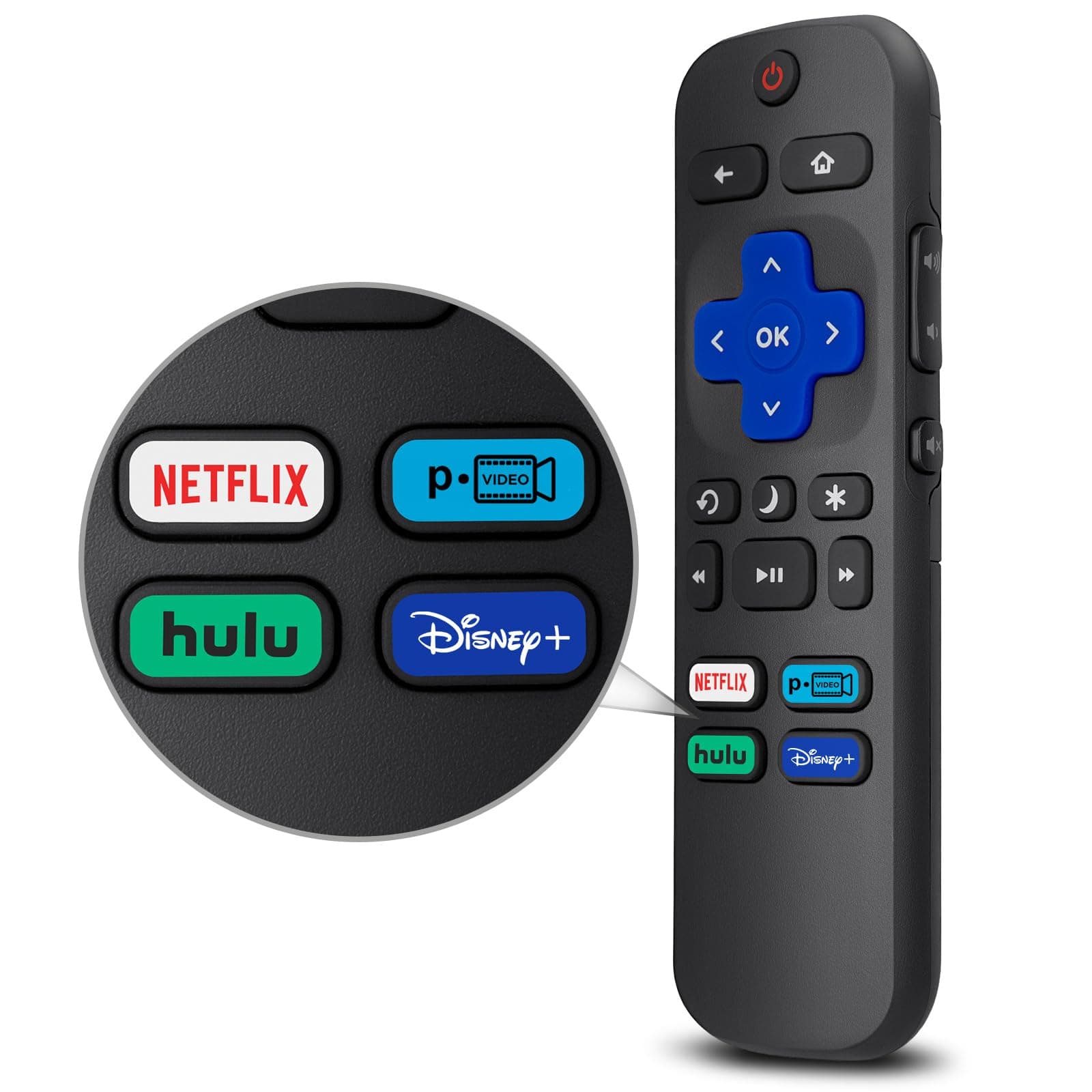 Replacement Remote Control Only for All Roku TV, Compatible for TCL Roku/Hisense Roku/Onn Roku Series Smart TVs (Not for Roku Stick and Box)