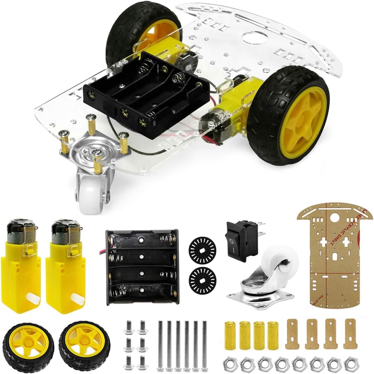 Smart Robot Car Chassis Kit: Motors, Speed Encoder, and Battery Box Included - Crafted for DIY Enthusiasts and Thrilling STEM Projects Await