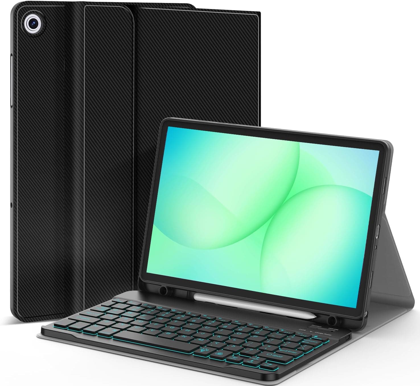 - Backlit Keyboard Case for Samsung Galaxy Tab A11+/A11 Plus 11" 2025/A9+/A9 Plus 11" 2023, 7 Colors Backlight Detachable Wireless Keyboard Magnetic Case,PU Folio Cover Case for Tab A9+ 5G (Black)