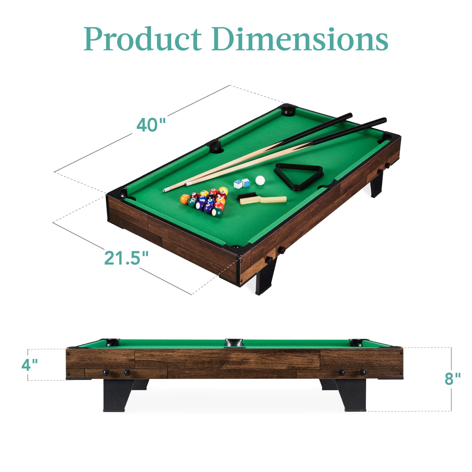 Best Choice Products 40" Tabletop Billiard Table Pool Arcade Game Table Living Room Playroom Game Room with 2 Cue Sticks Ball Set Storage Bag