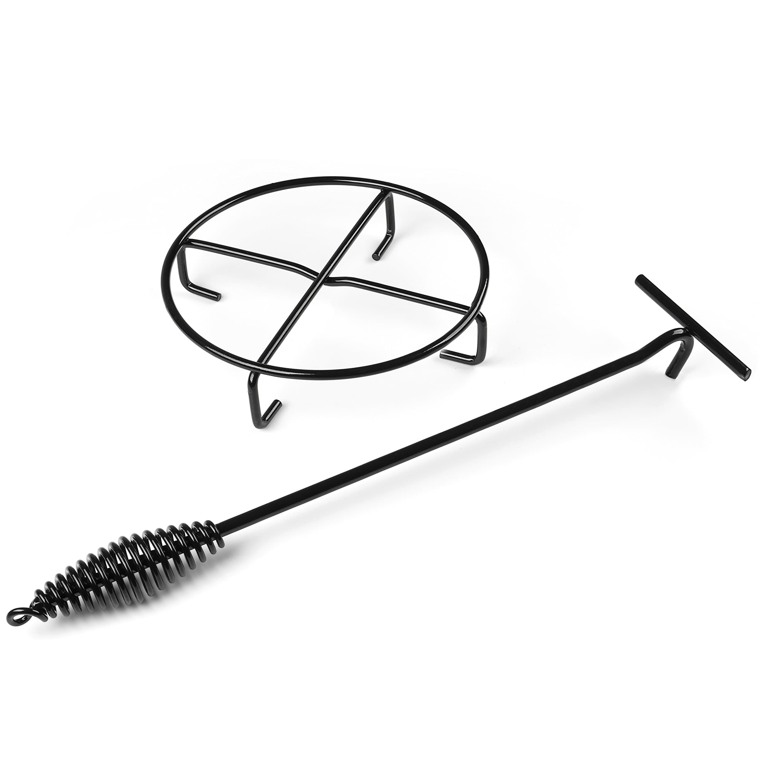 Rustler Dutch Oven Set Consisting of Pot Holder and Lid Lifter – Cast Iron with Powder Coating – Pot Holder: 20 x 5 cm - Lid Lifter: 42 x 10 cm