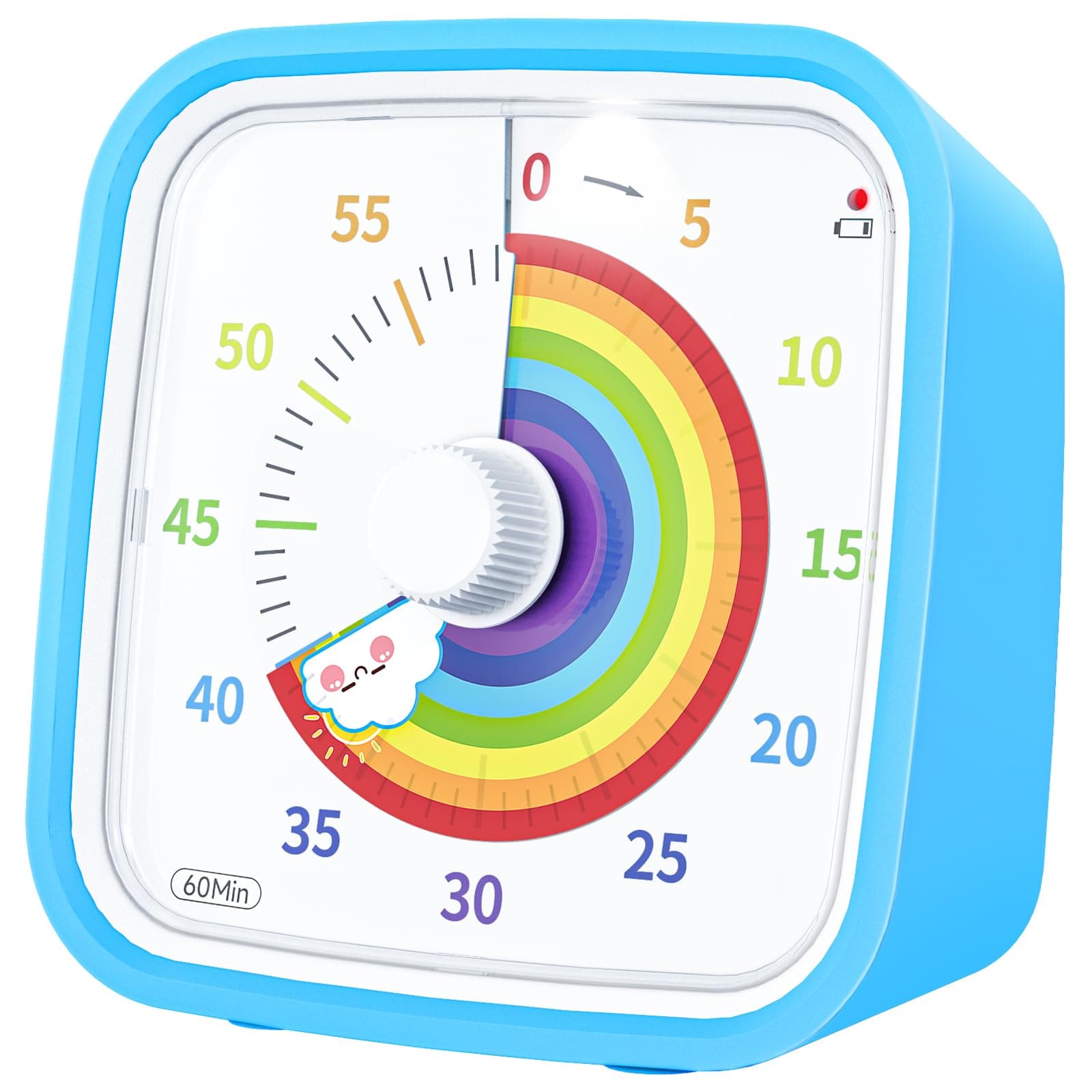 Yunbaoit Visual Timer with Protective Case, Rainbow Disk 60 Minute Countdown Timer for Kids and Adults, Silent Time Management Tool(Blue Rainbow)